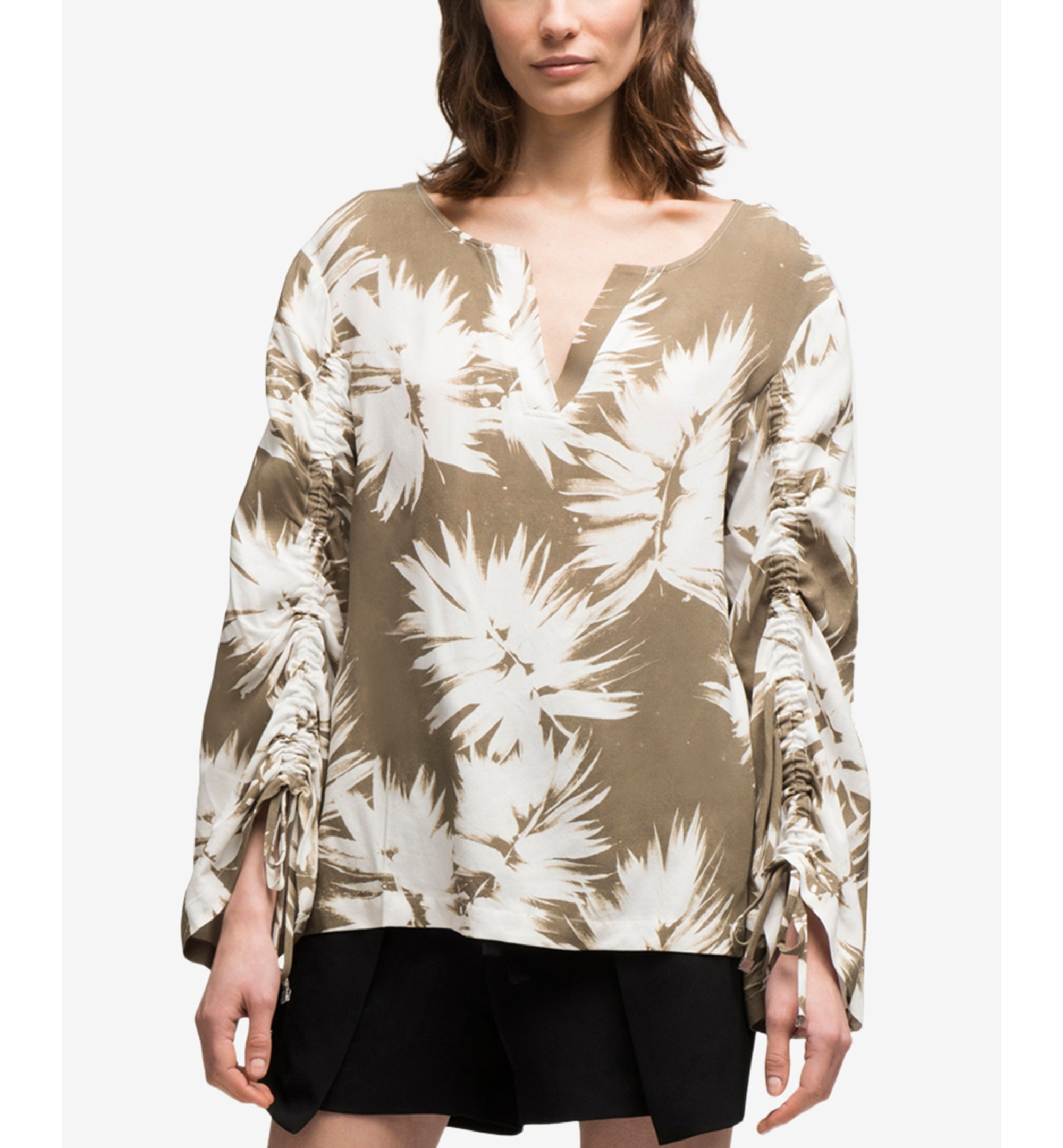 Ruched-Sleeve Top