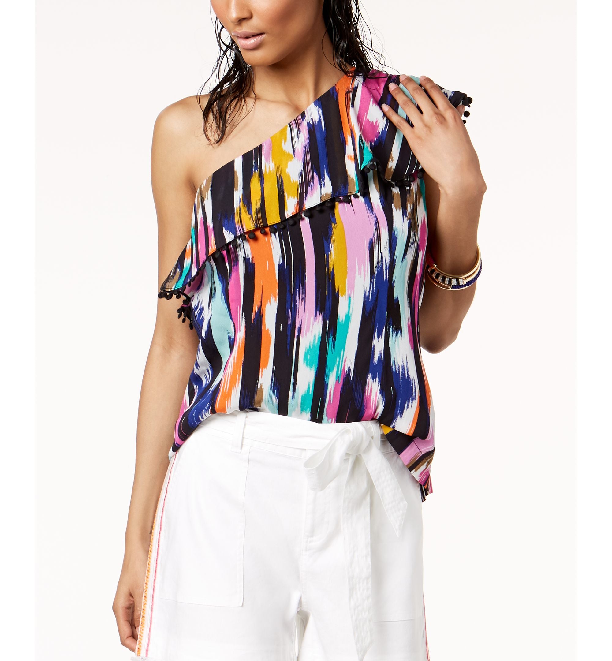 Trina Turk X I.N.C. One Shoulder Ruffle Top