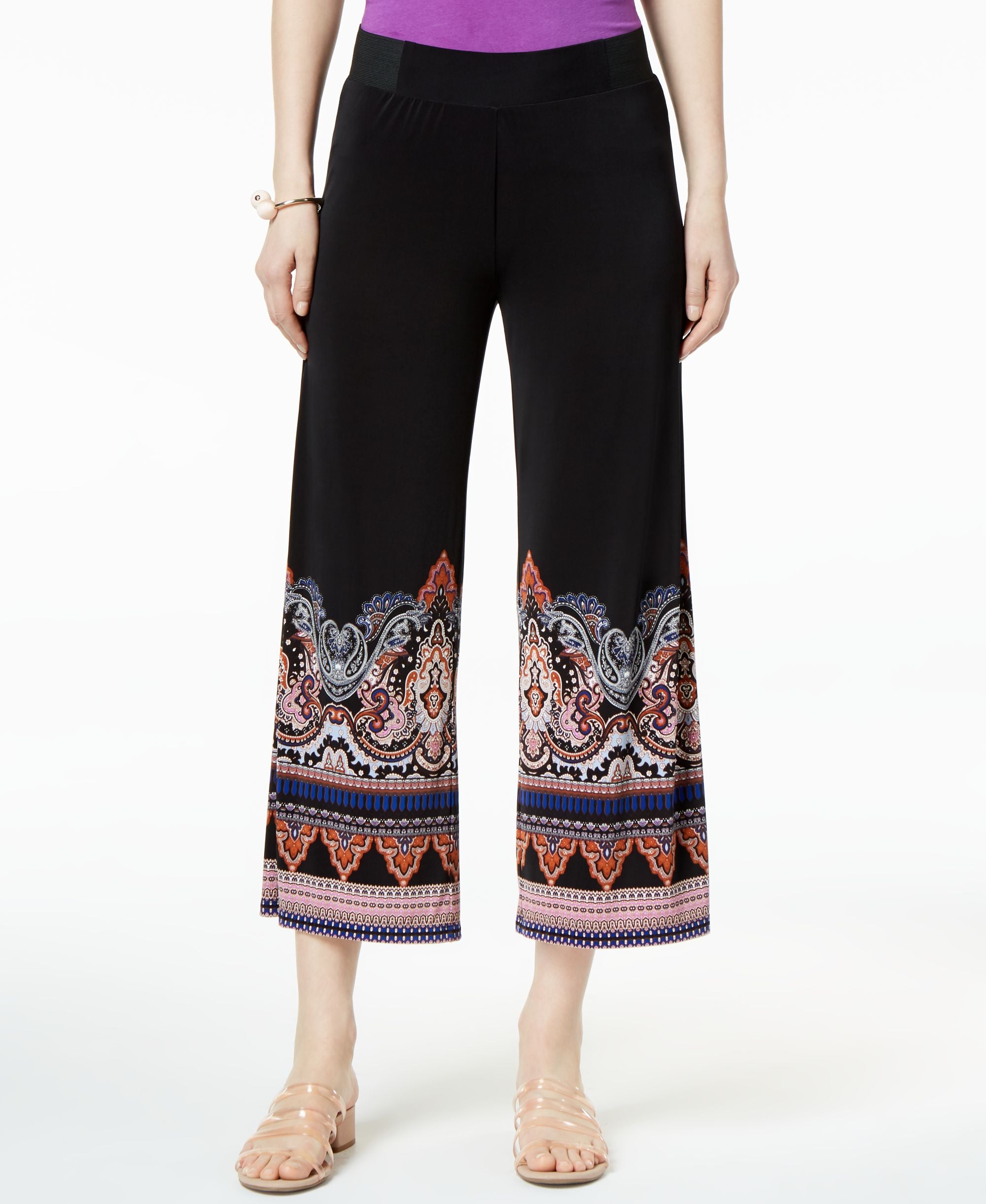 Petite Printed Cropped Soft Pants