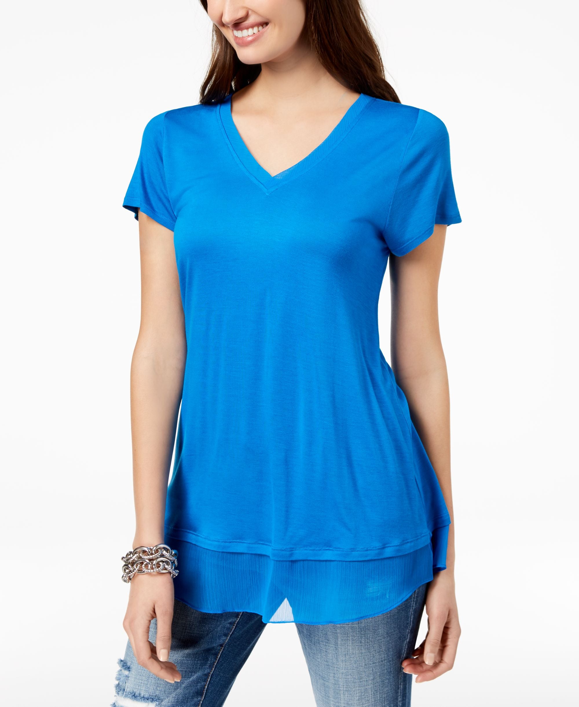 Layered Look Mesh Hem Tunic