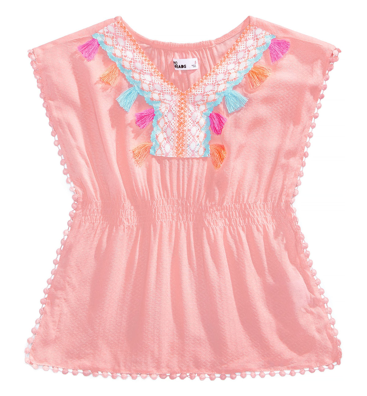 Little Girls Crochet-Trim Caftan Top