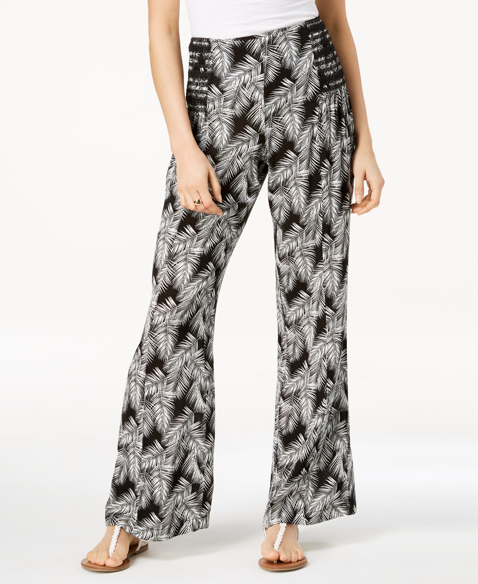 Rewash Juniors Printed Smocked Waist Pants