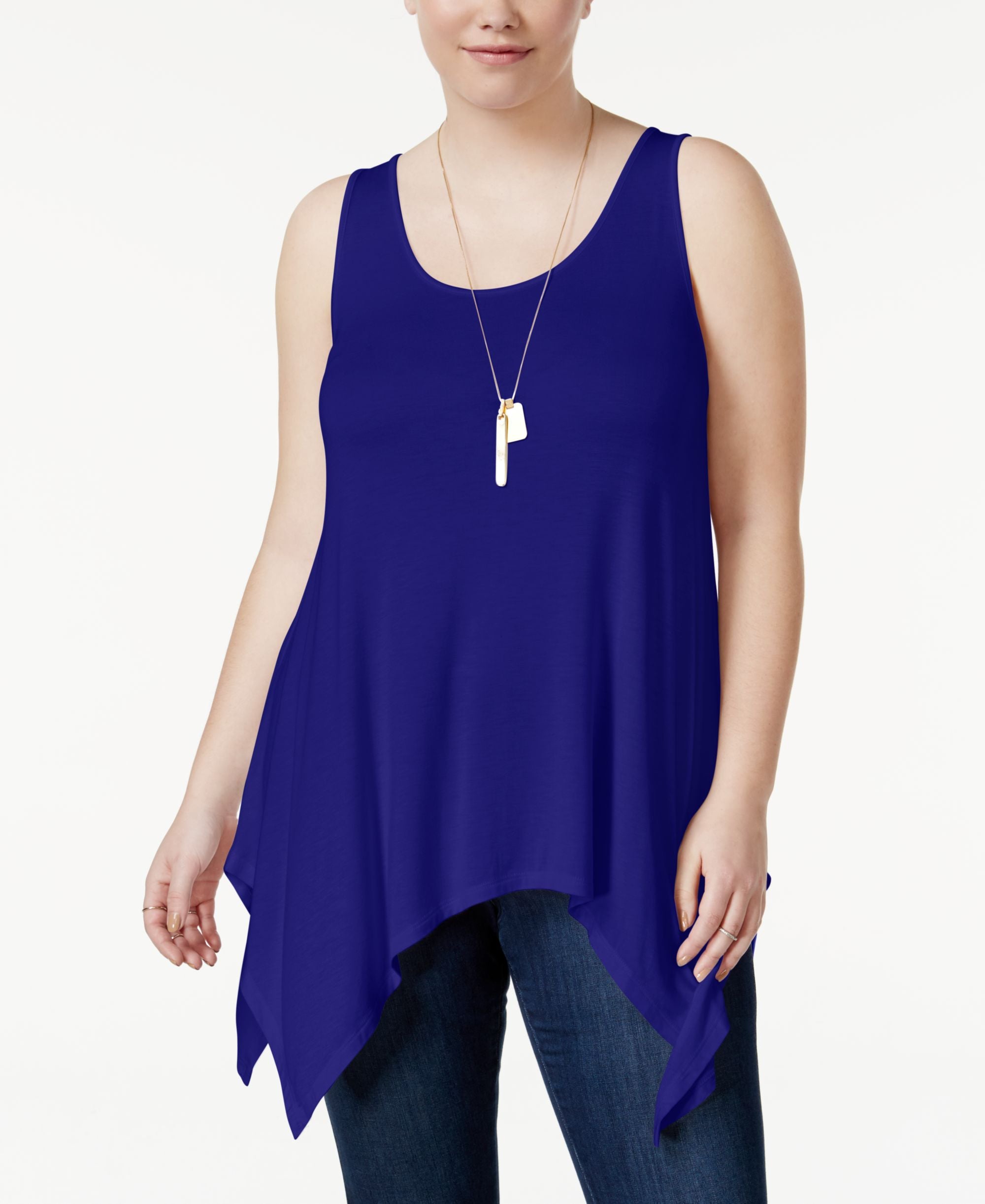 Celebrity Pink Trendy Plus Size Handkerchief Hem Tank Top