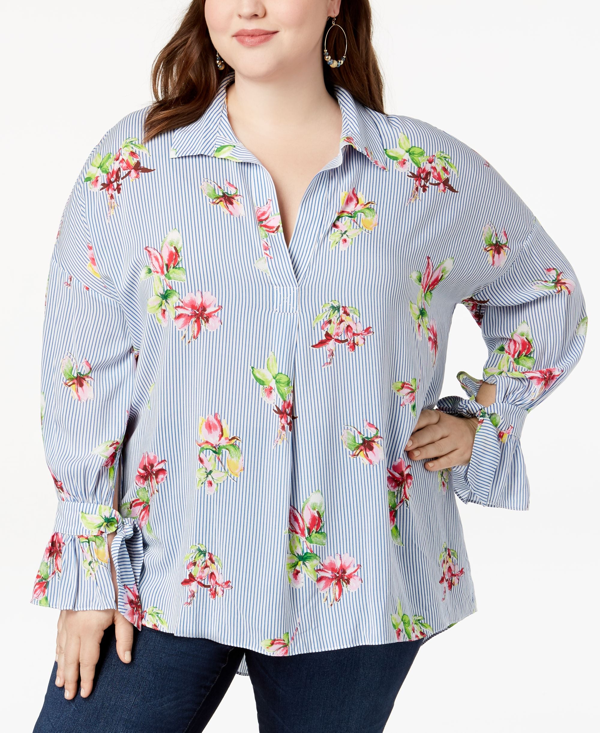 Soprano Trendy Plus Size Printed High Low Top