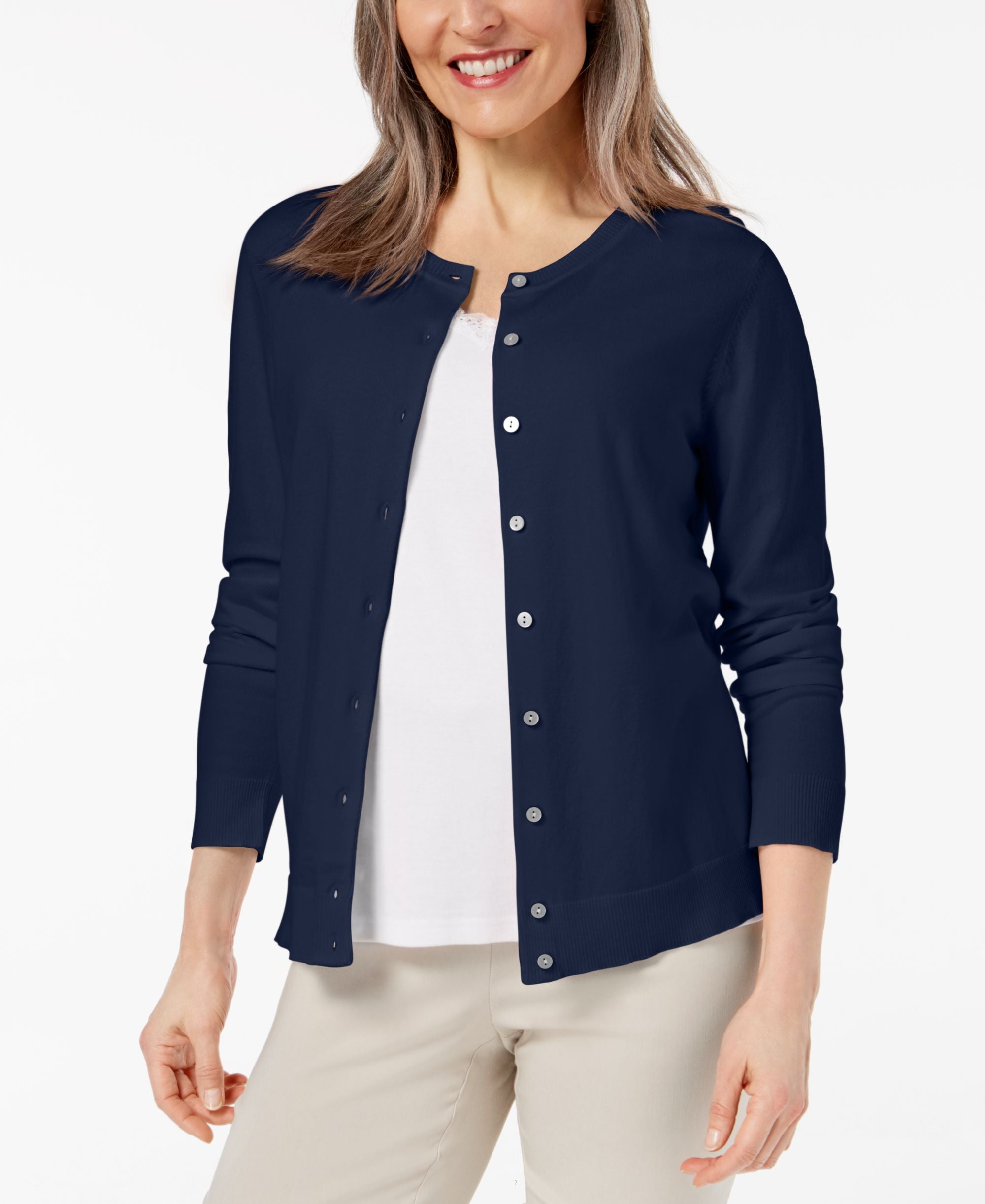 Karen Scott Crew Neck Cardigan