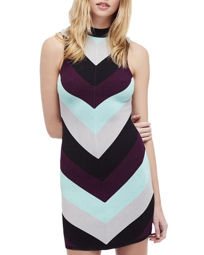Free People Womens I Got You Chevron Sleeveless Party Dress