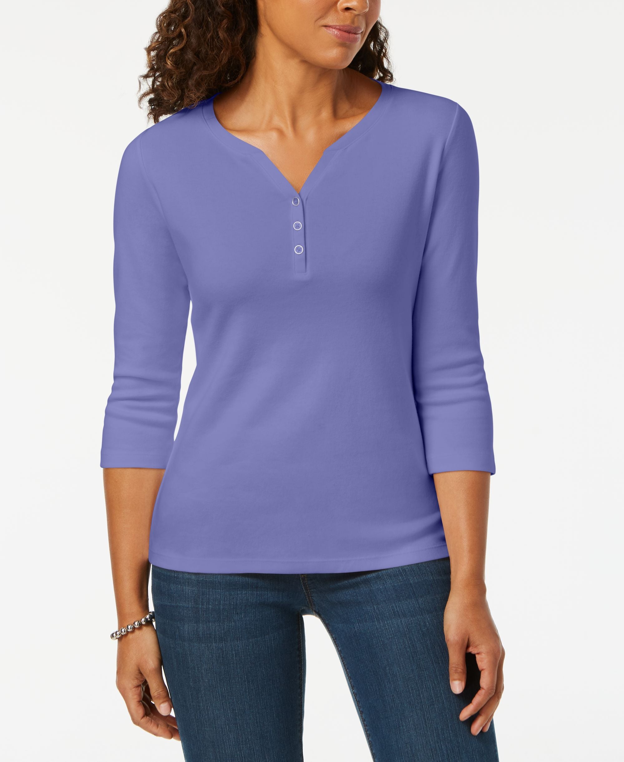 Karen Scott Cotton Henley Top