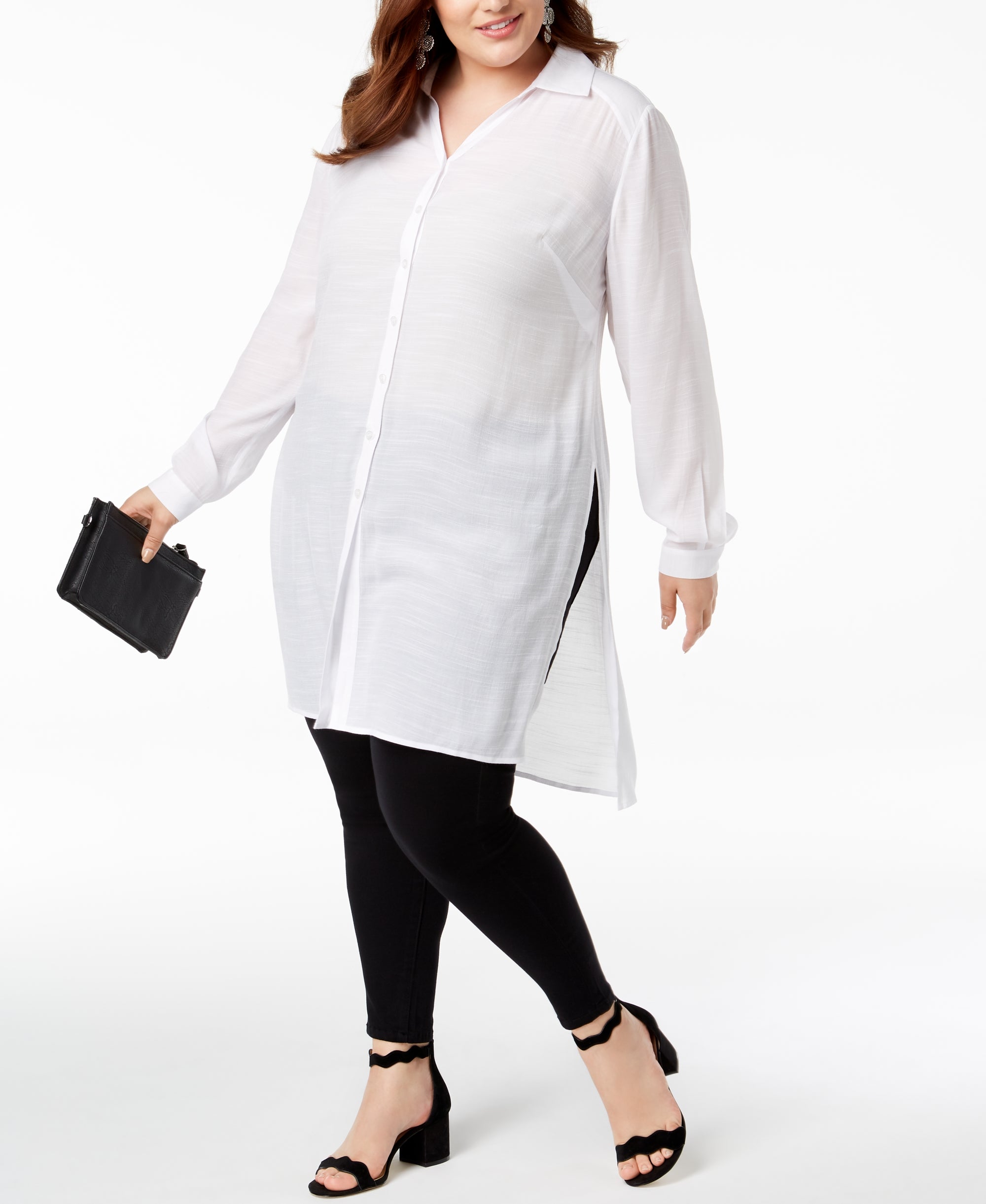 Plus Size Long Linen Tunic Shirt