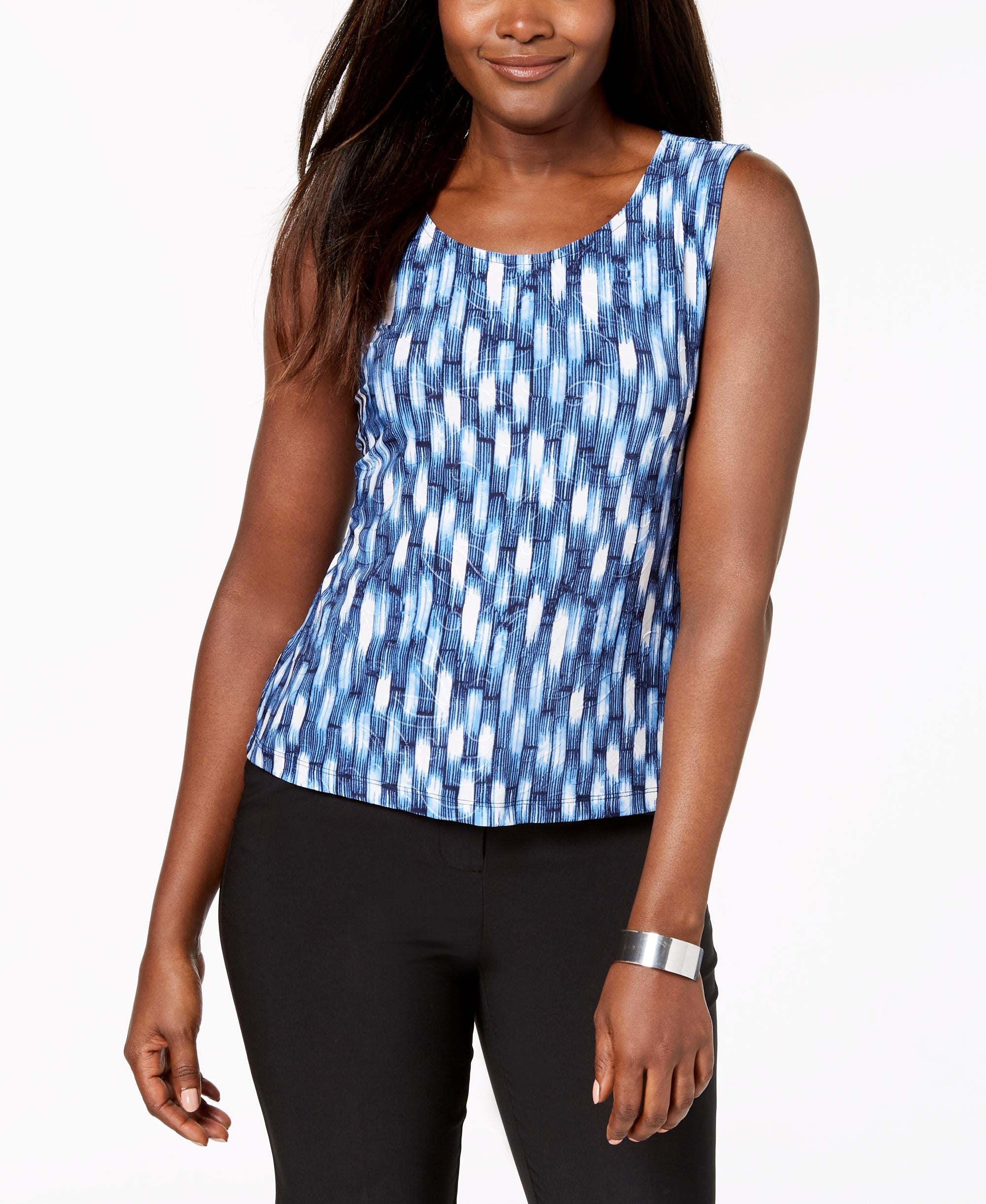 JM Collection Petite Printed Jacquard Tank