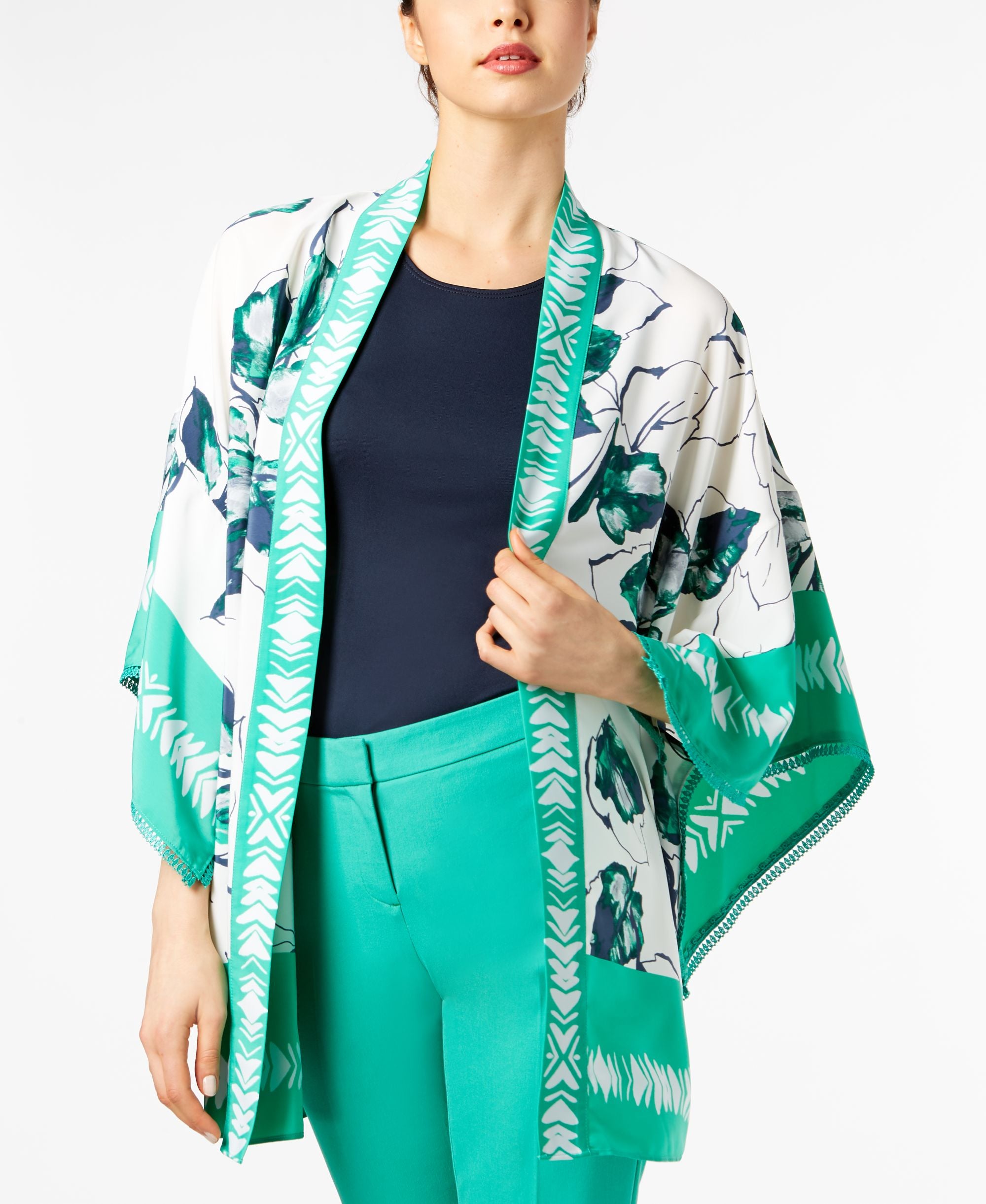 Alfani Printed Short Kimono Jacket