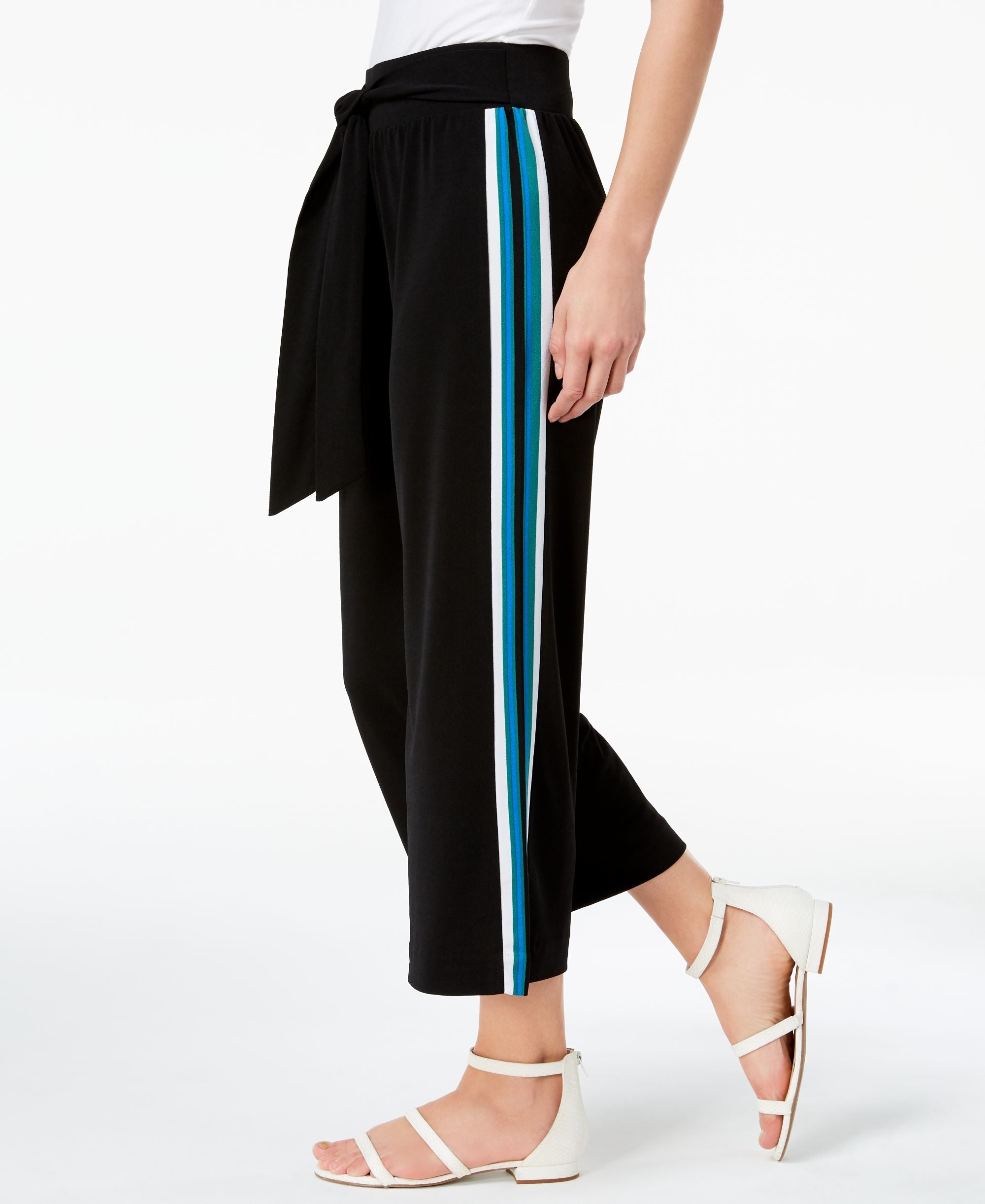 I.N.C. Varsity-Stripe Cropped Wide-Leg Pants