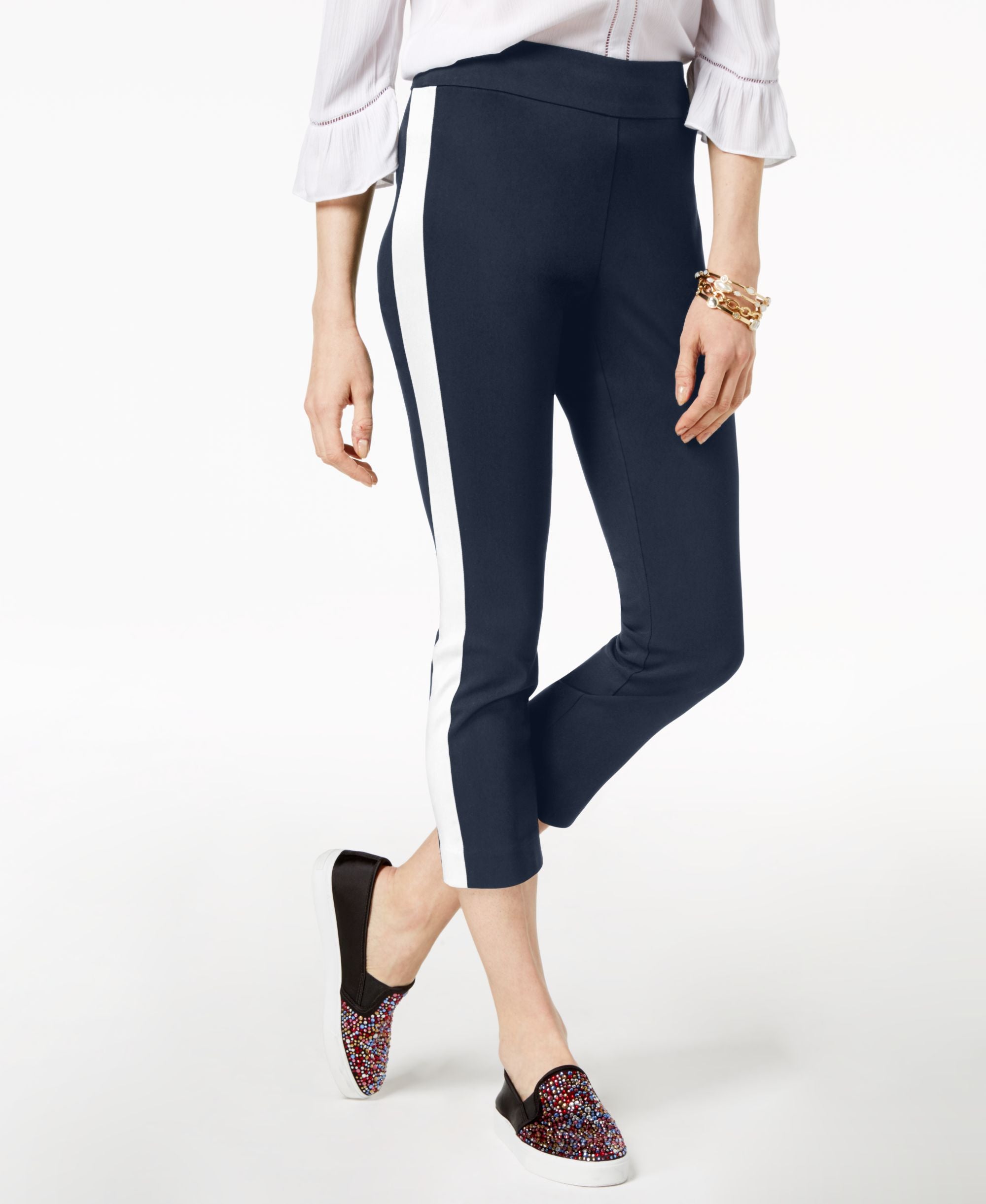 Petite Cropped Striped Leg Pants