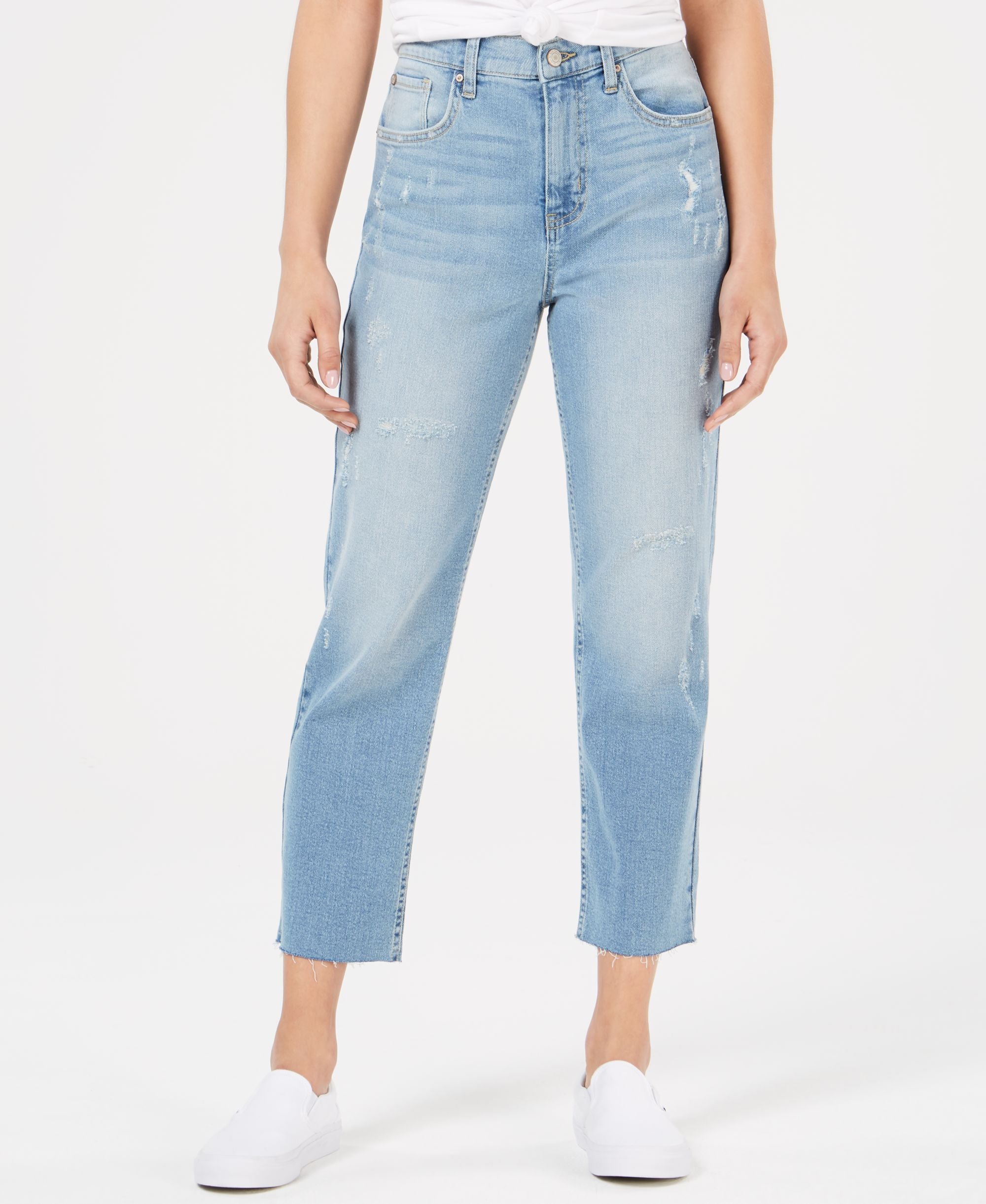 Juniors' Bella Cropped Raw-Edged Jeans