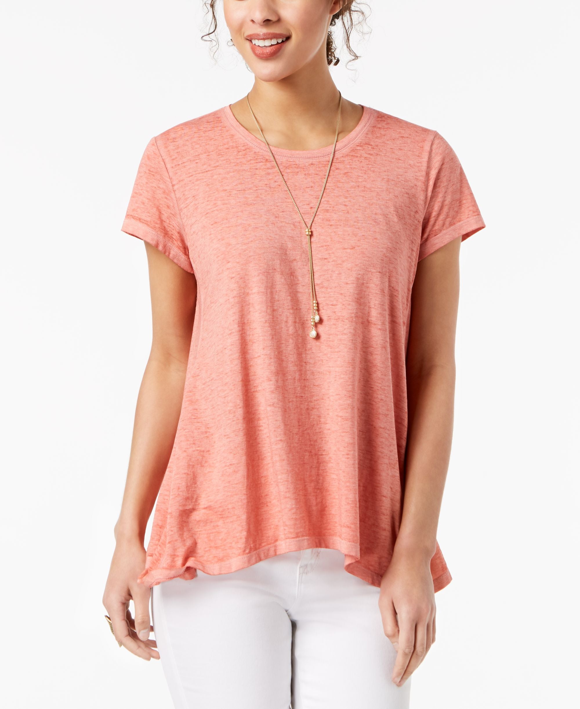 Style & Co Burnout Handkerchief Hem T-Shirt