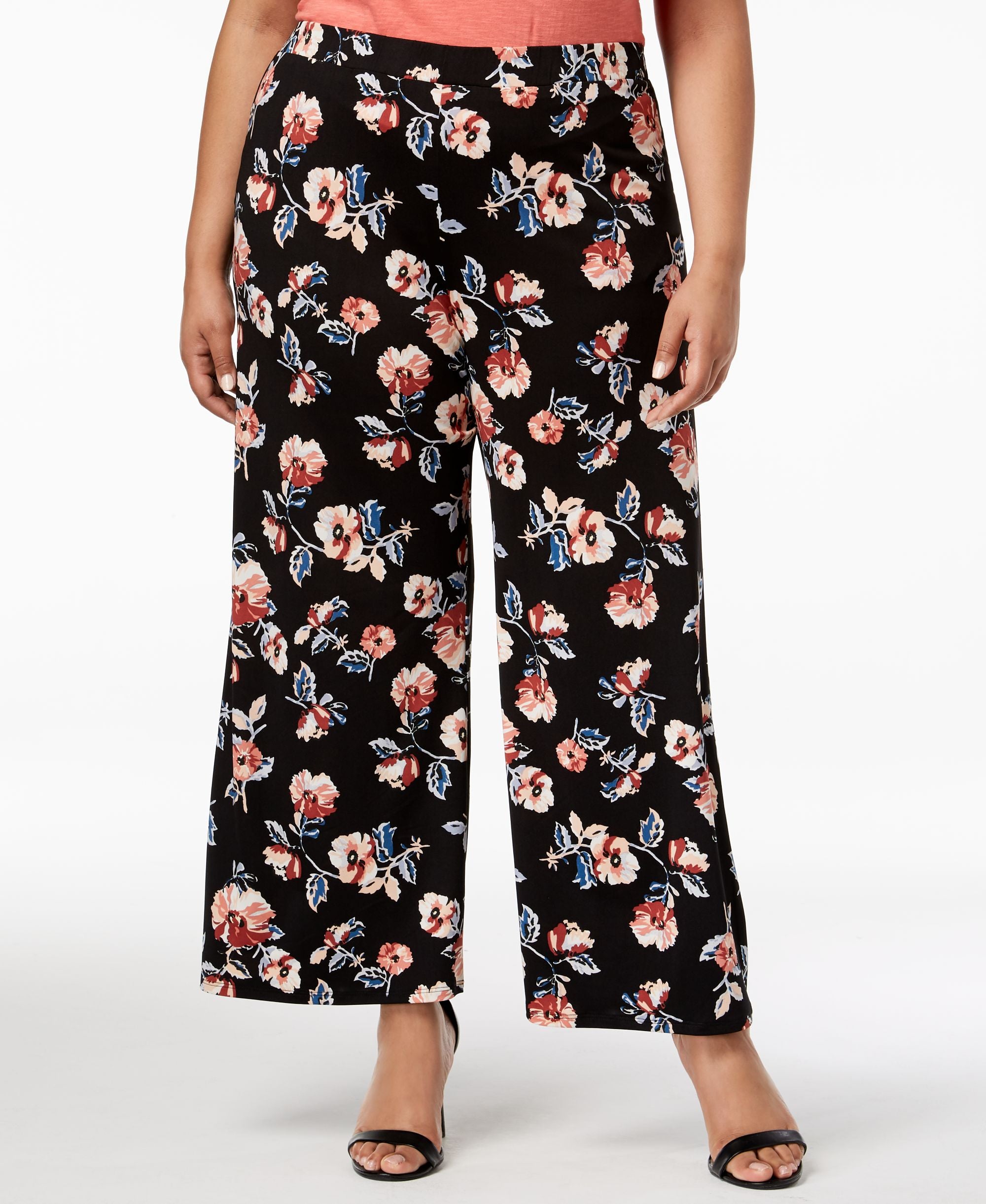 Monteau Trendy Plus Size Floral Print Soft Pants