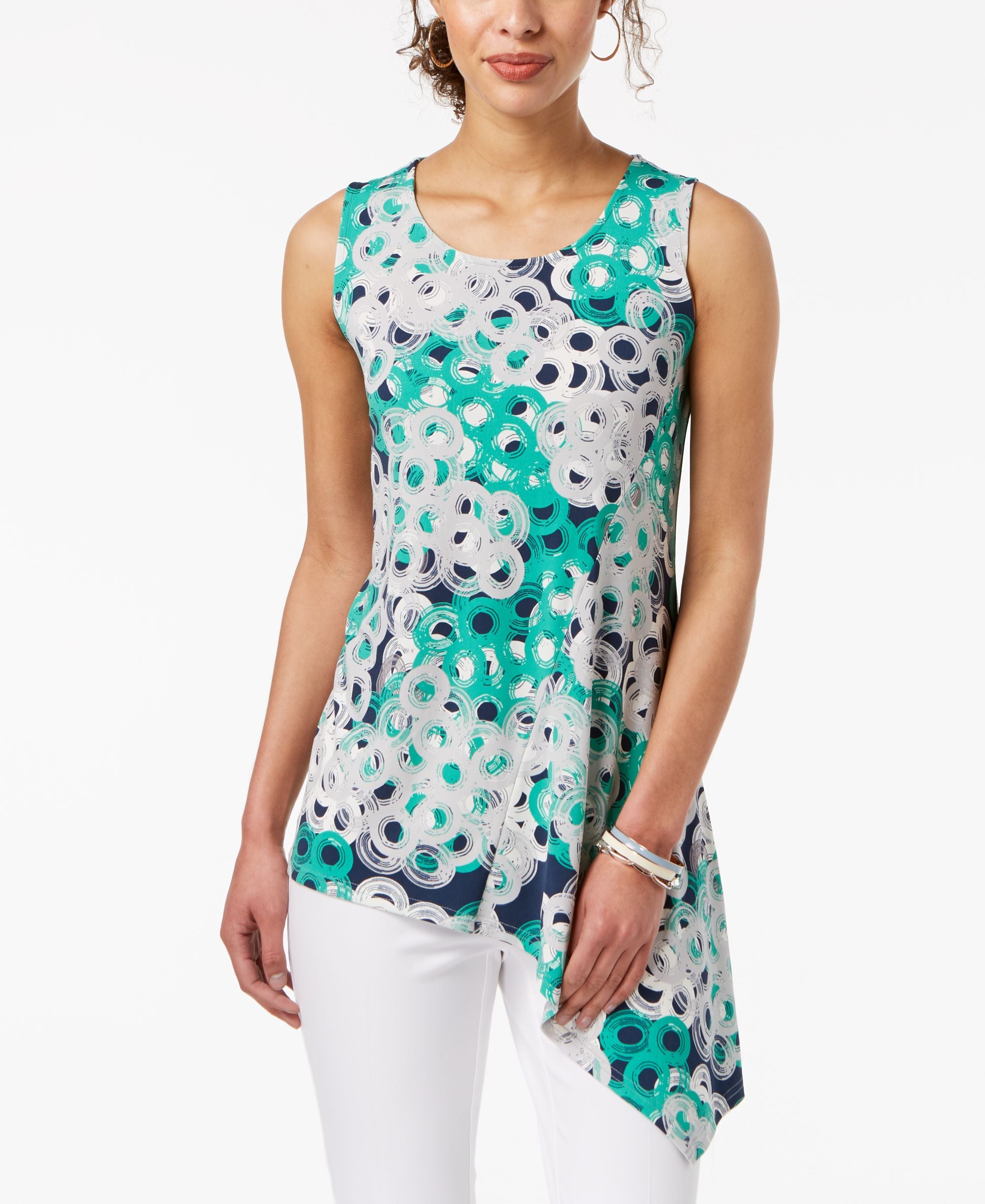 Alfani Printed Asymmetrical Top