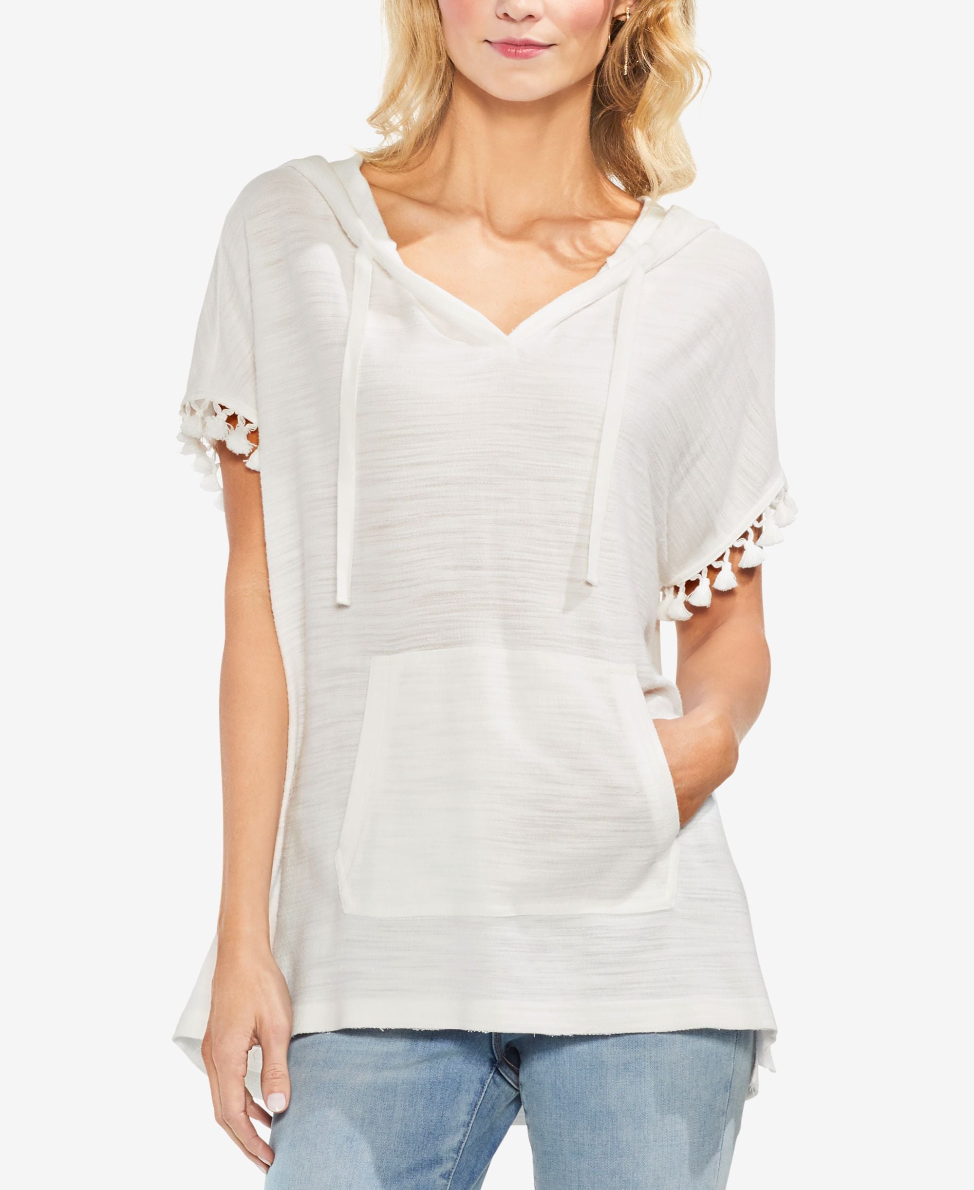 Vince Camuto Hooded Pom Pom Top
