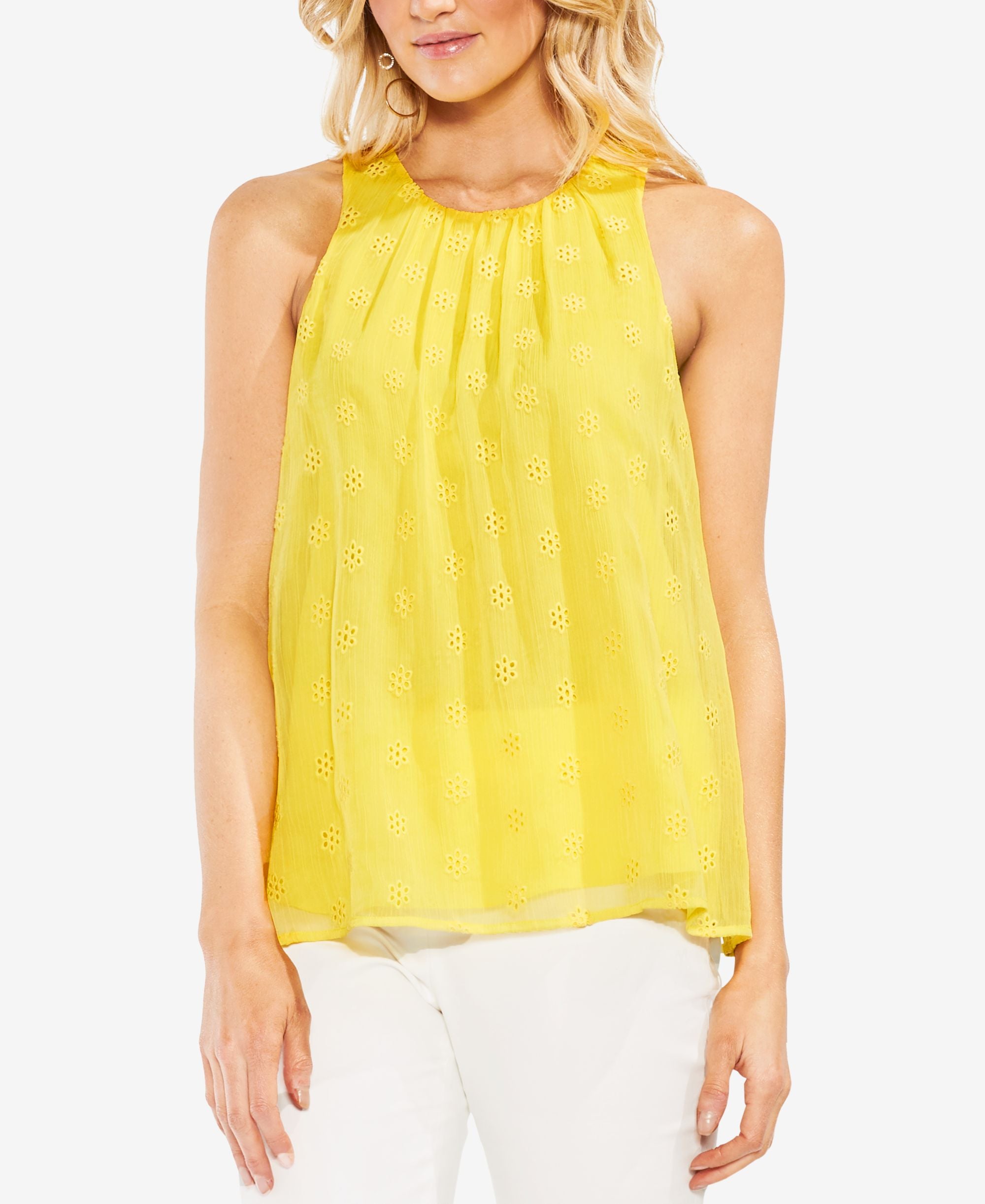 Vince Camuto Embroidered Eyelet Blouse