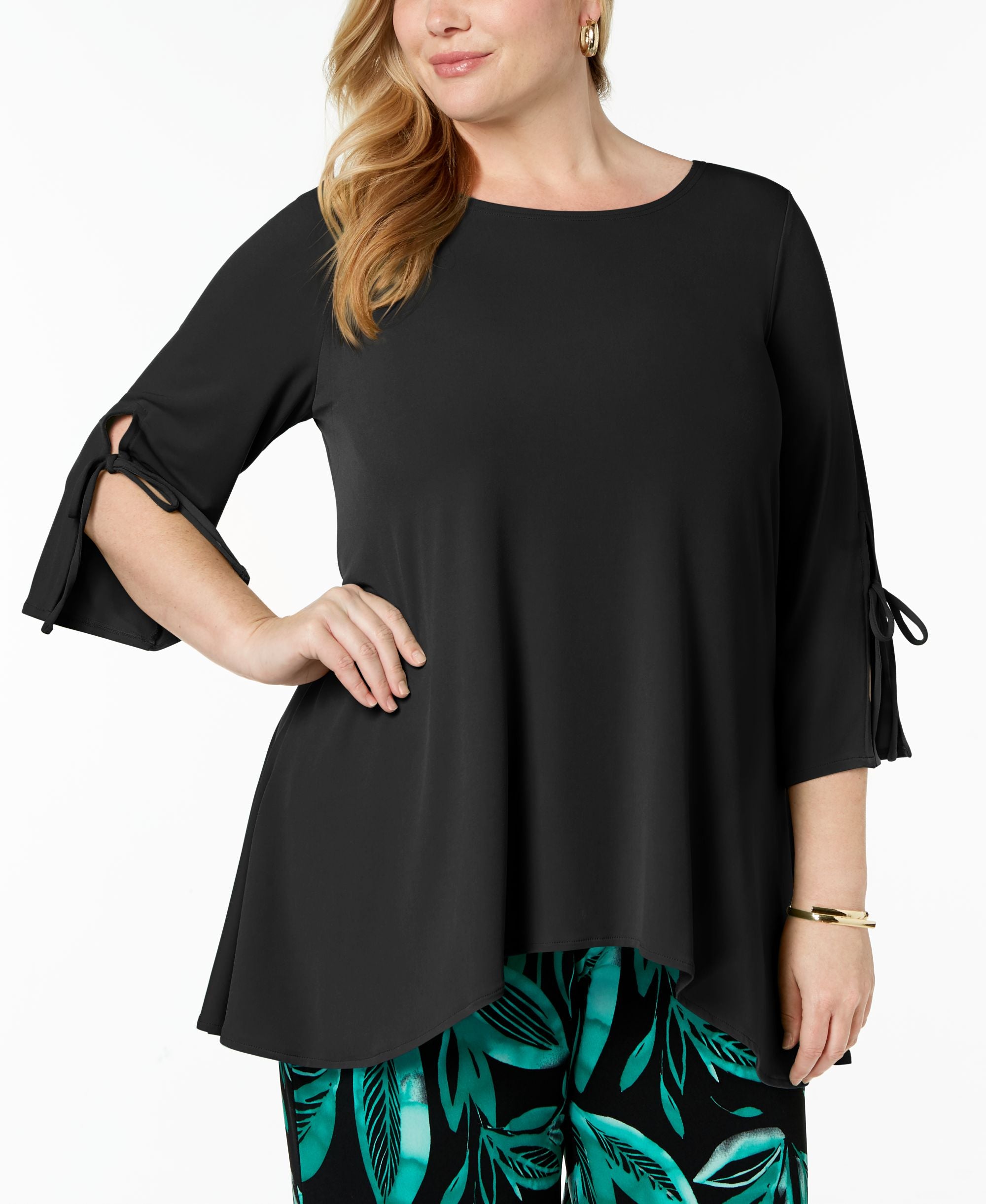 Alfani Plus Size Split Cuff High Low Tunic