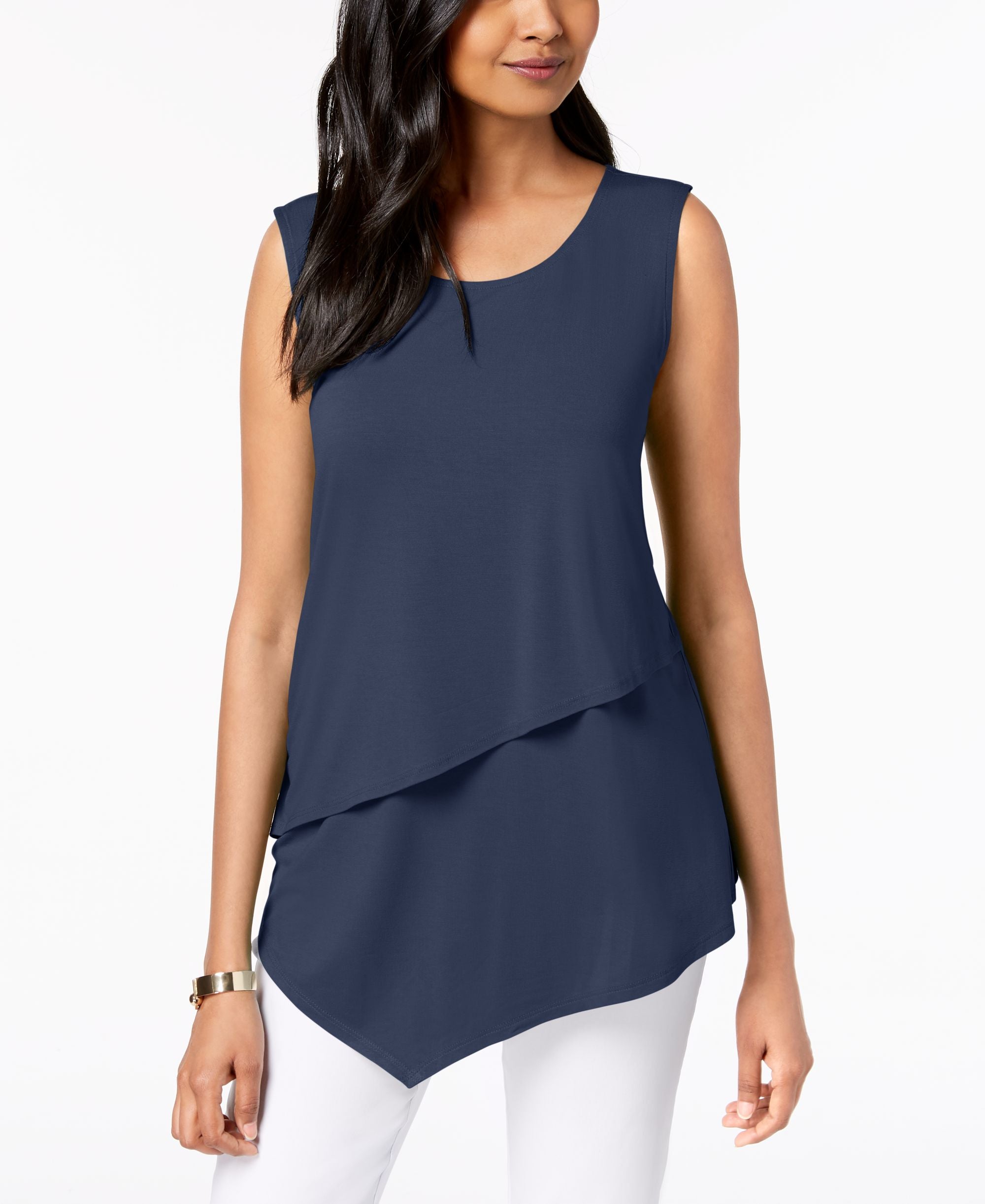 Alfani Petite Layered Asymmetrical Top