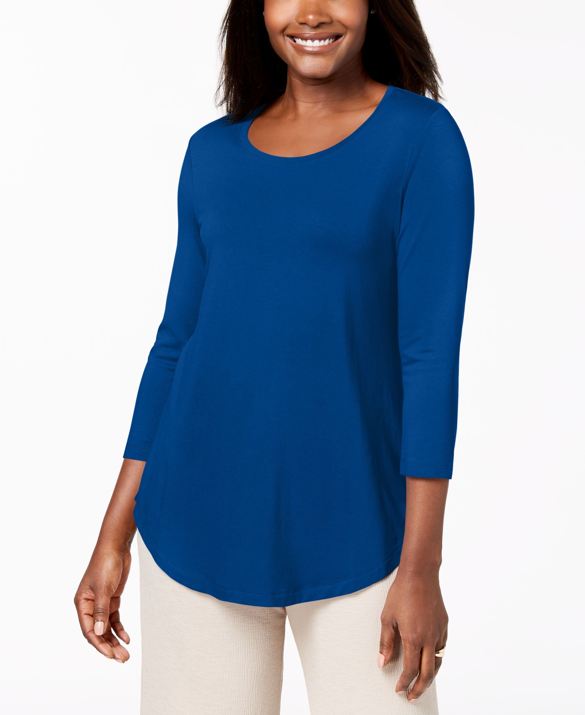 3/4-Sleeve Scoop Neck Top