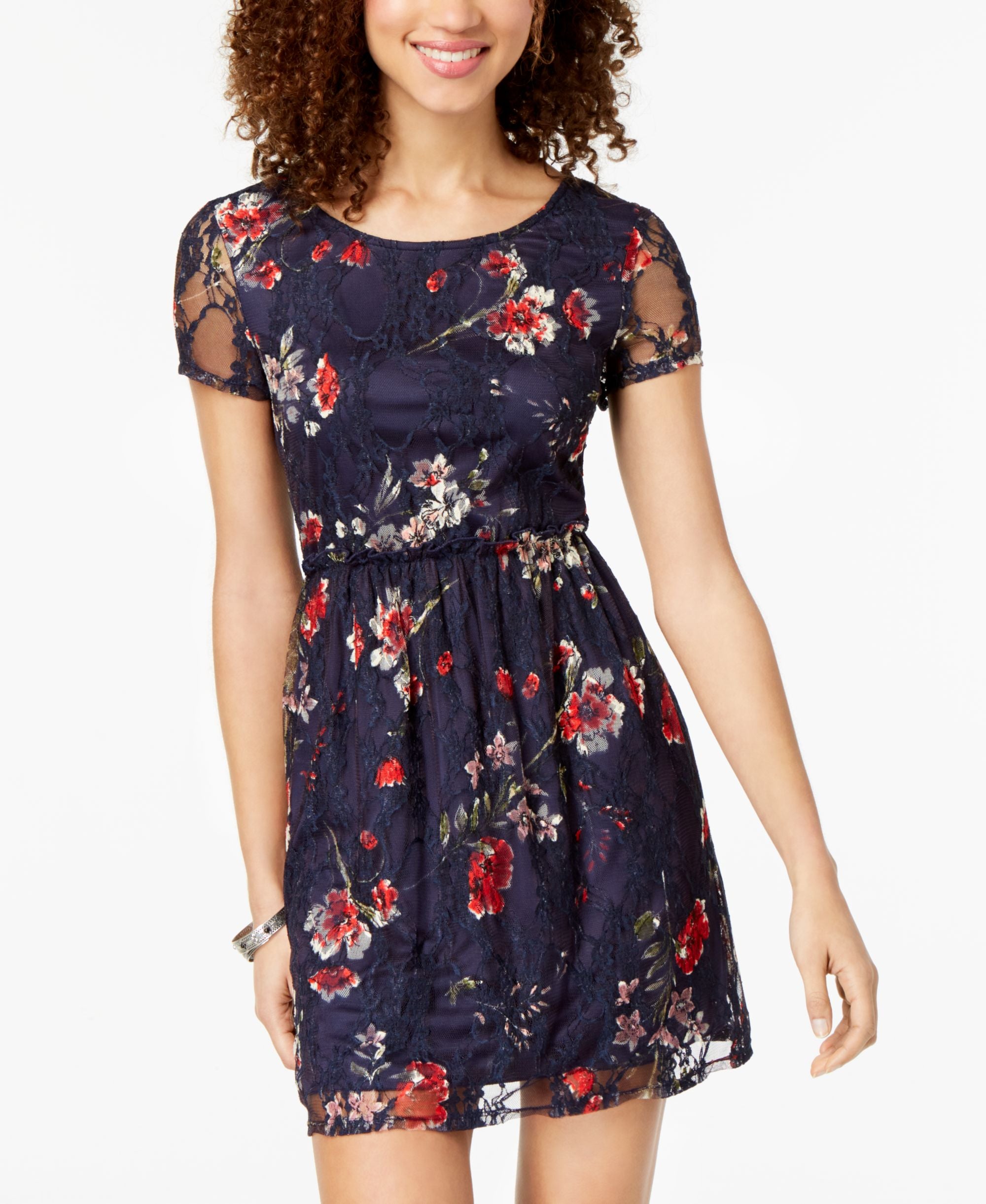 Speechless Juniors Print Dress With Elastic Waist