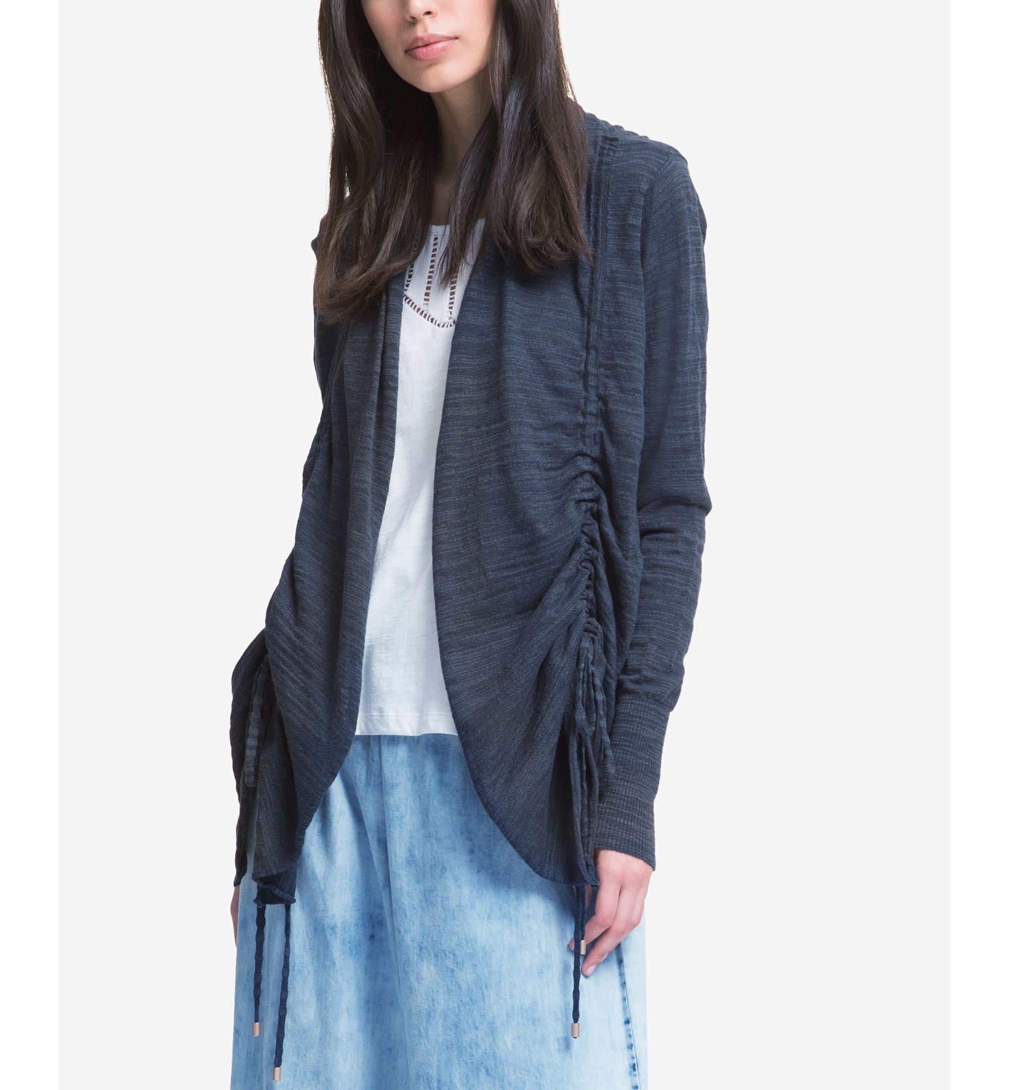DKNY Open Front Drawstring Cardigan
