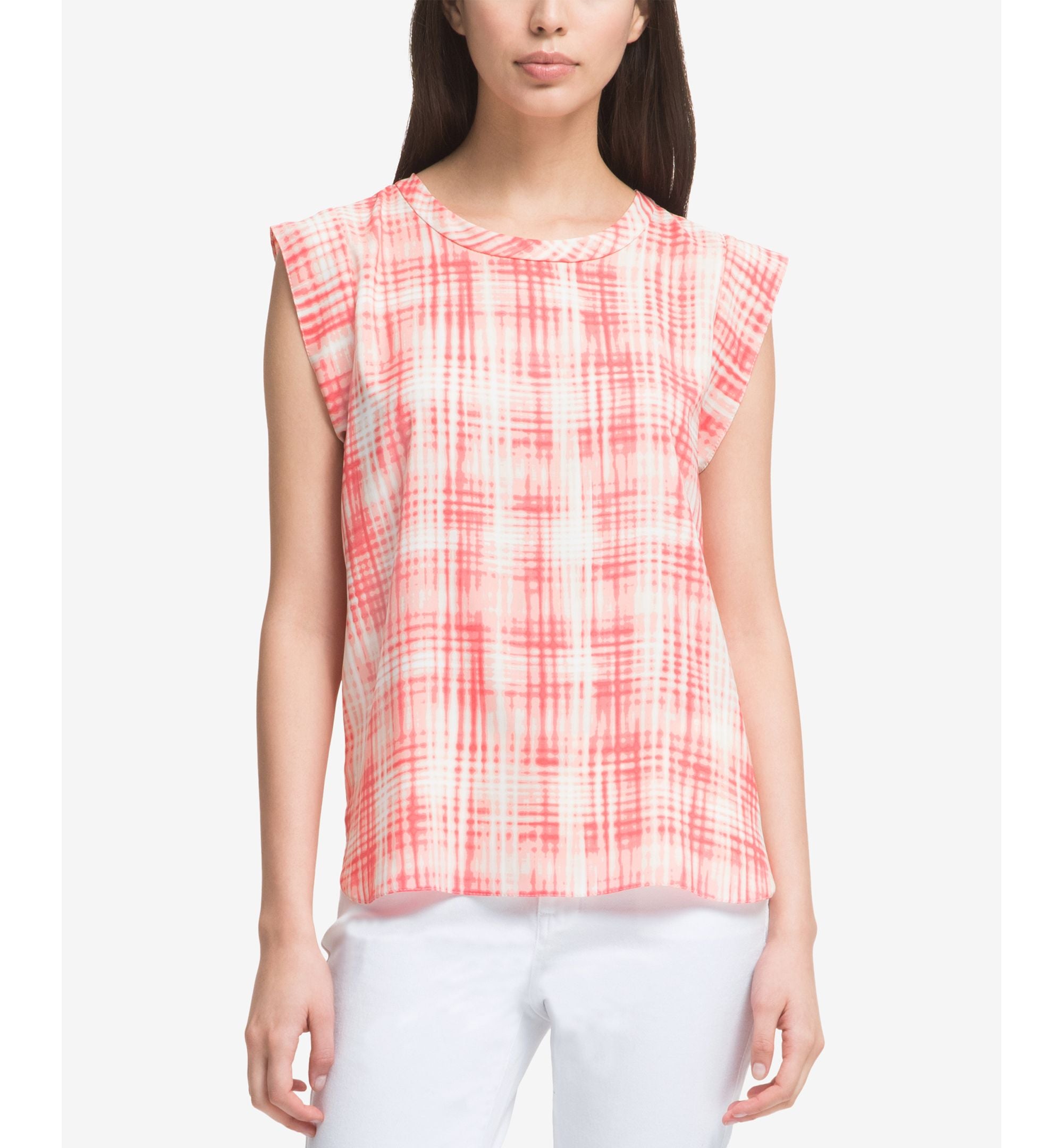 DKNY Printed Flutter Sleeve Top