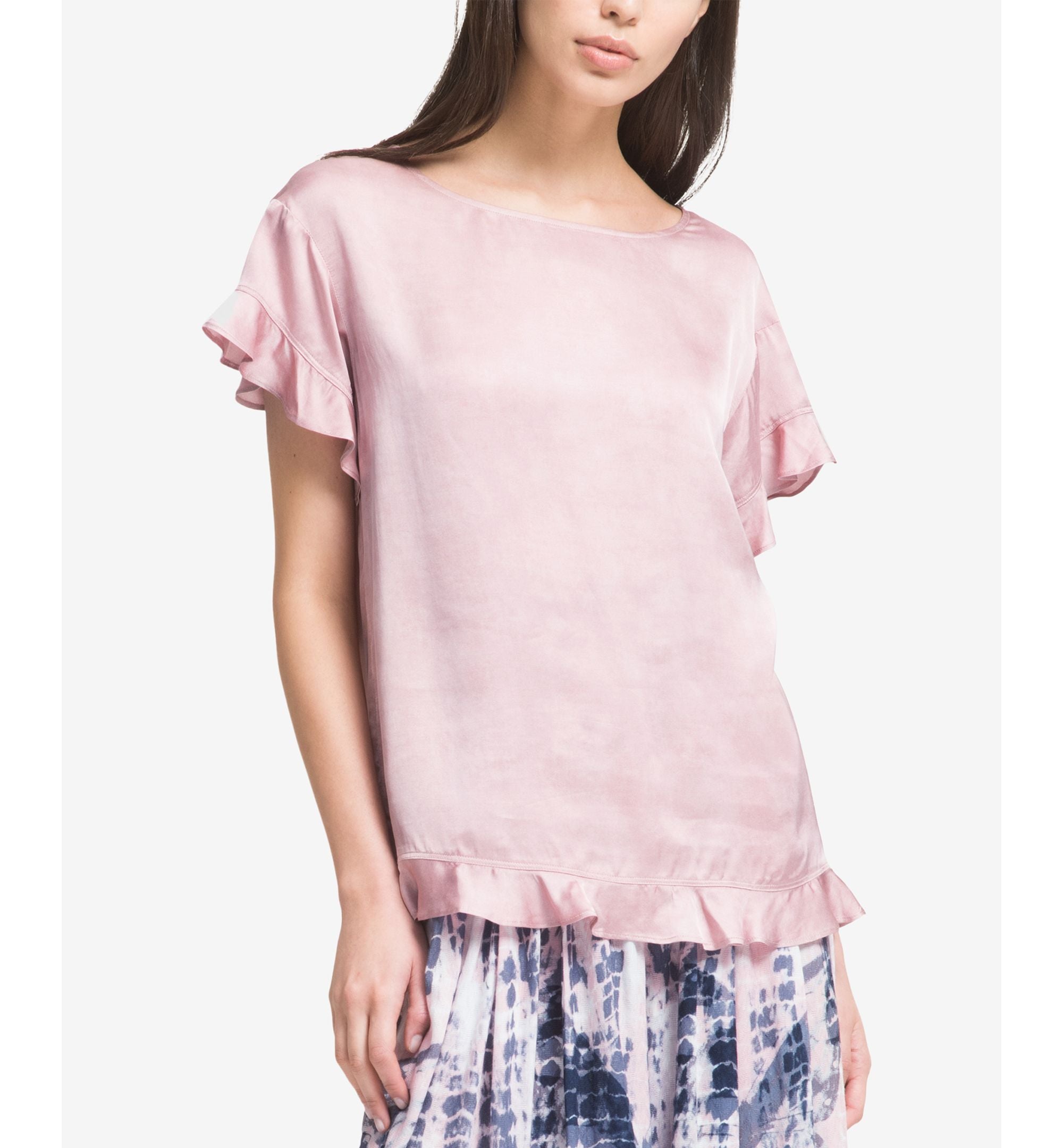 DKNY Ruffled Satin Top