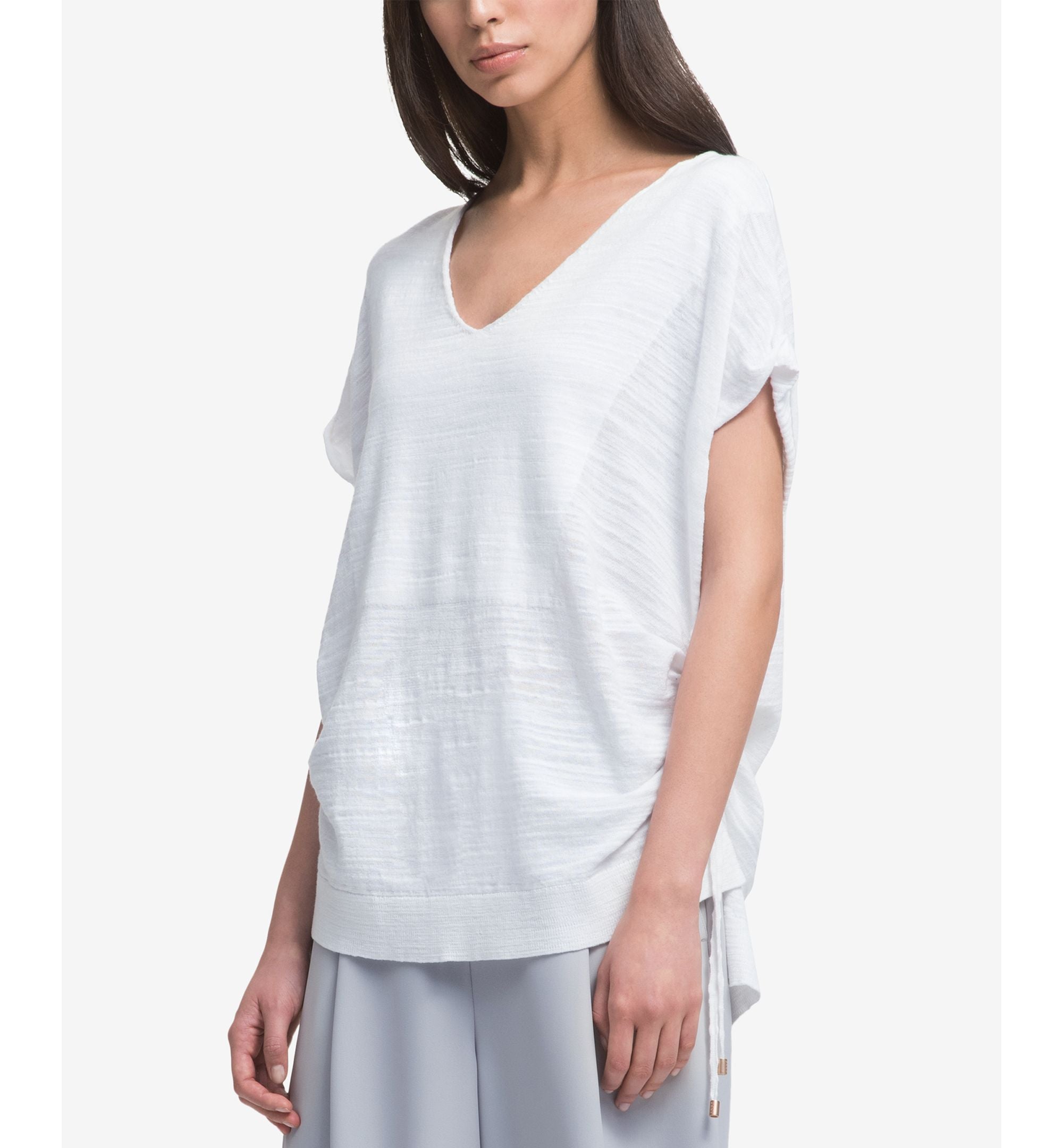 DKNY V Neck Drawstring T-Shirt