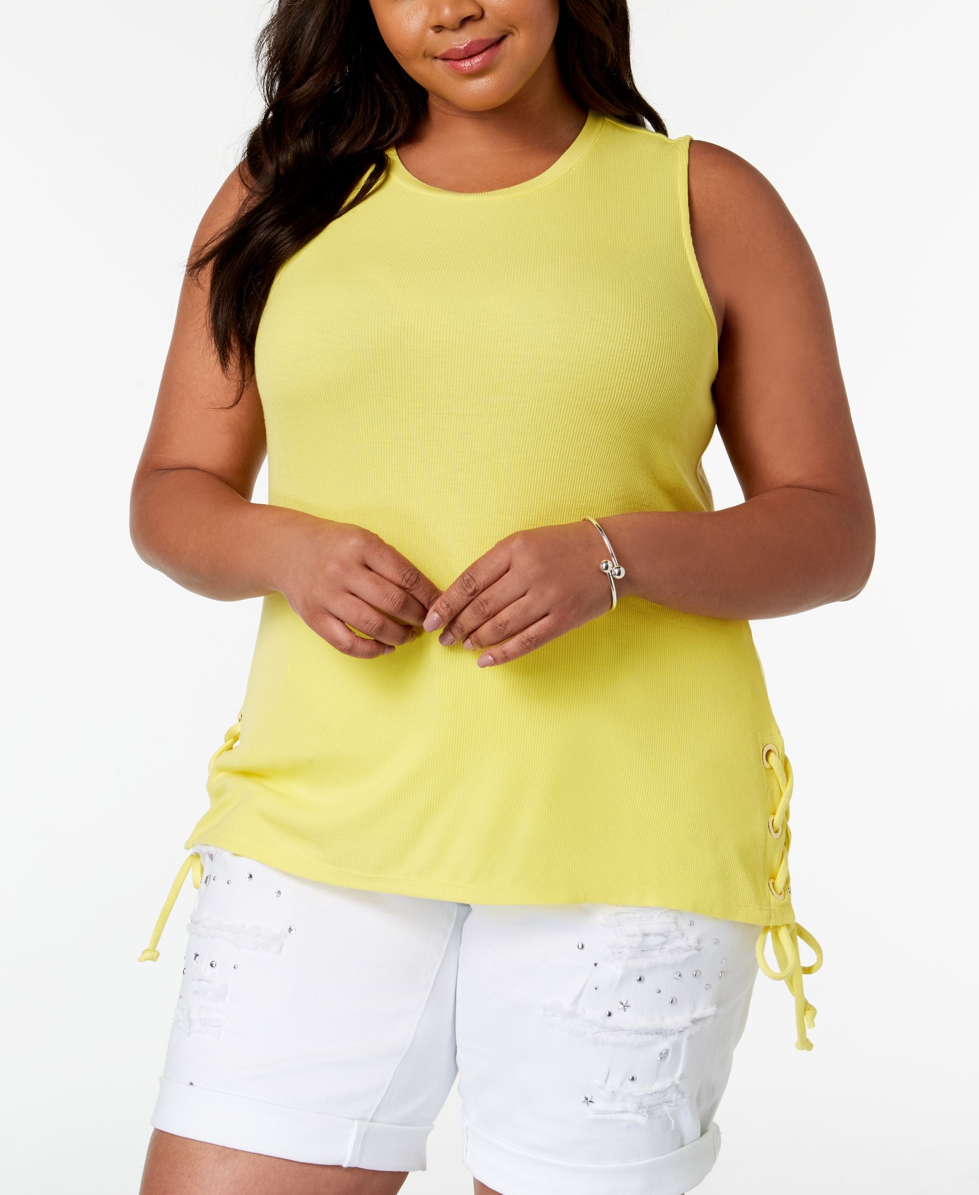 Plus Size Lace Up Tank Top