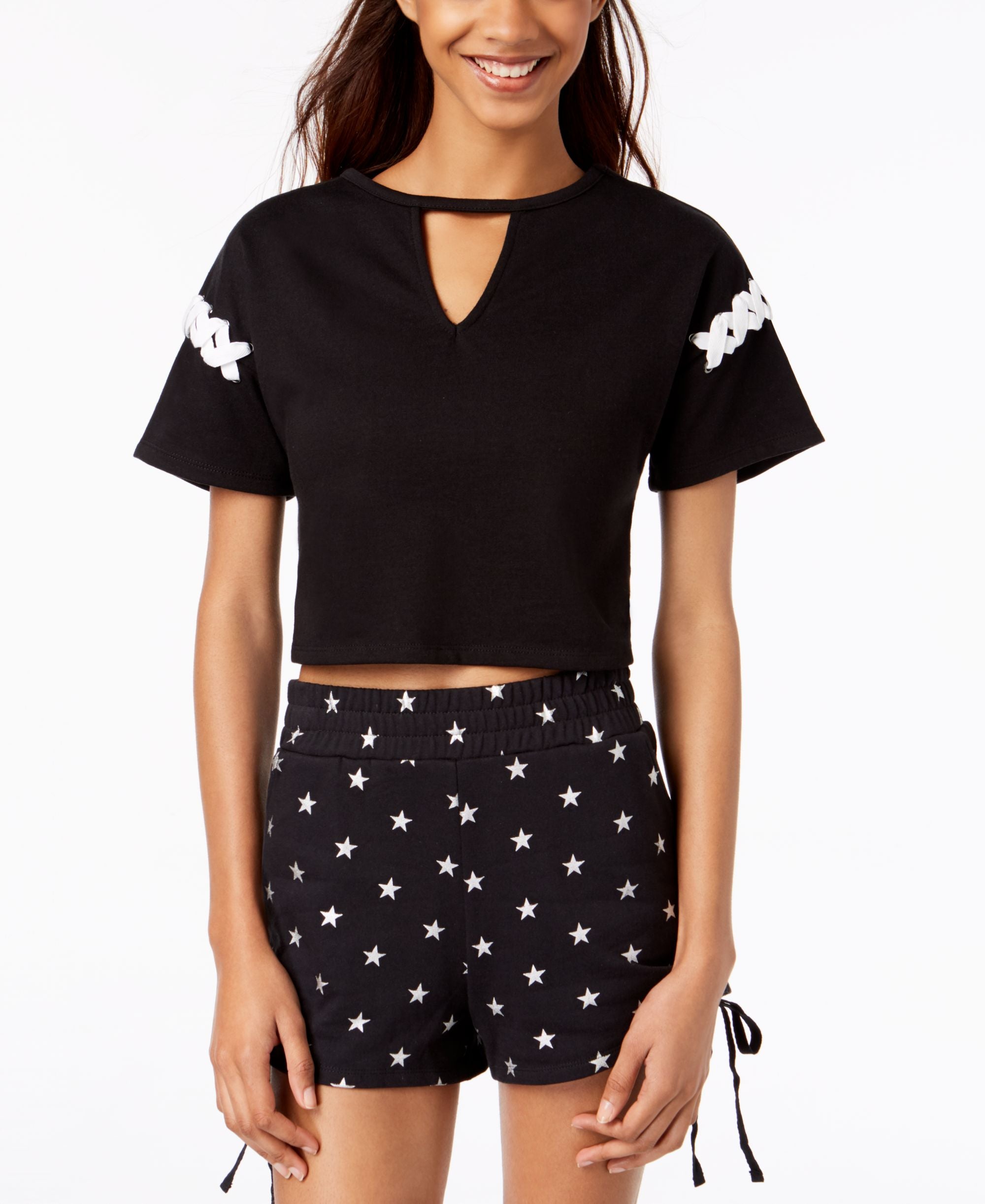 Material Girl Active Juniors Lace Up Crop Top