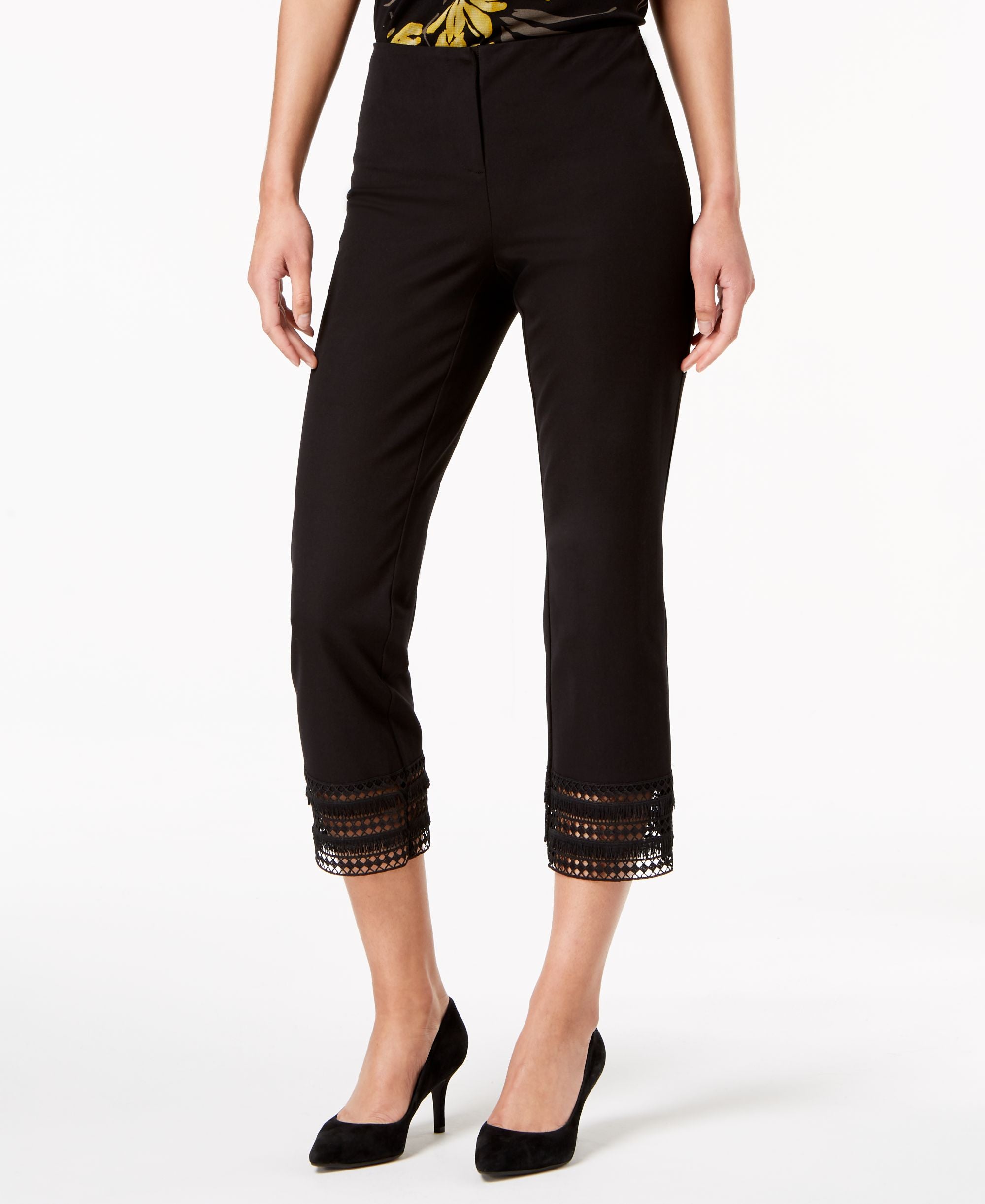 Alfani Petite Crochet Hem Ankle Pants