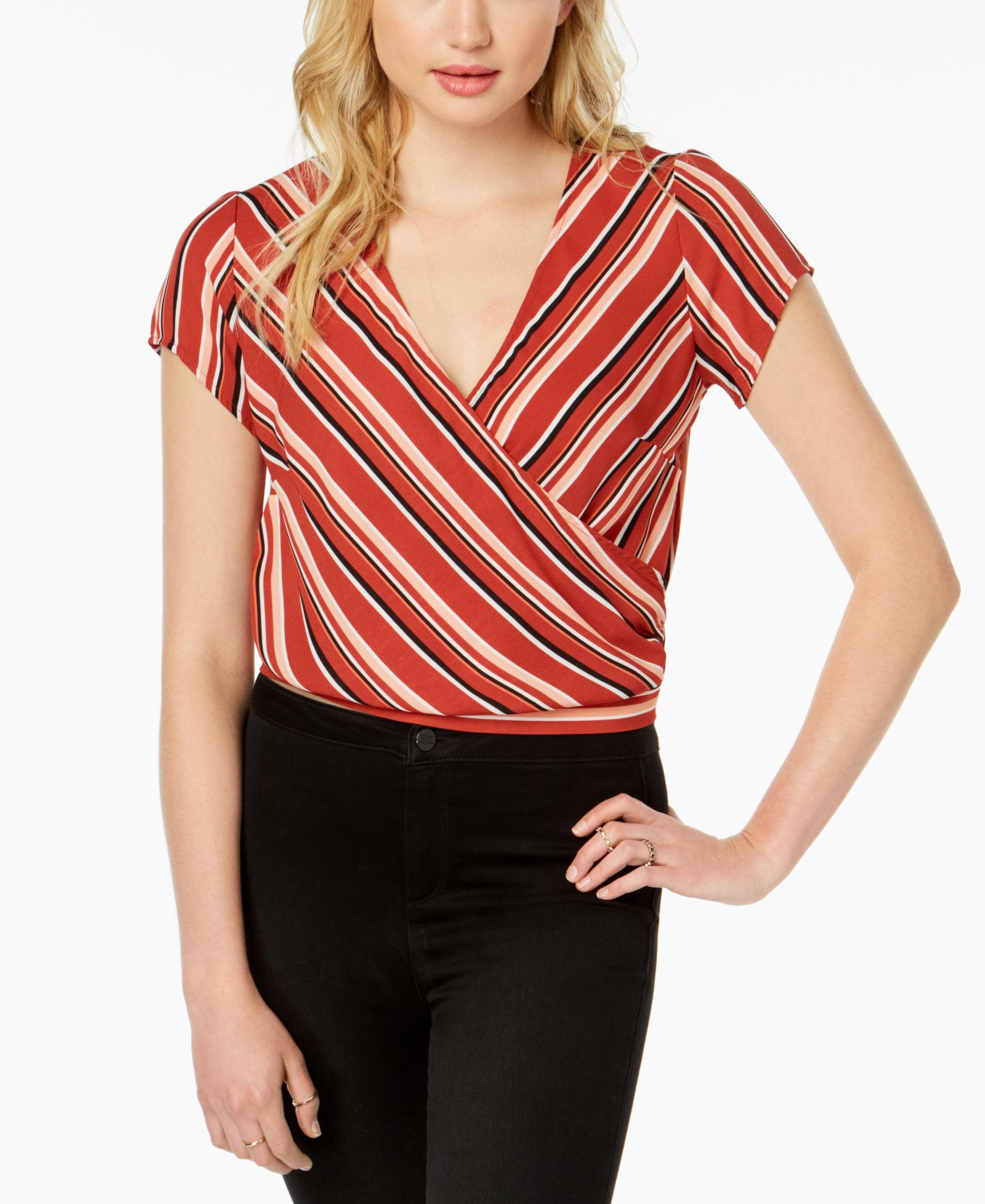 Ultra Flirt By Ikeddi Juniors Striped Wrap Top