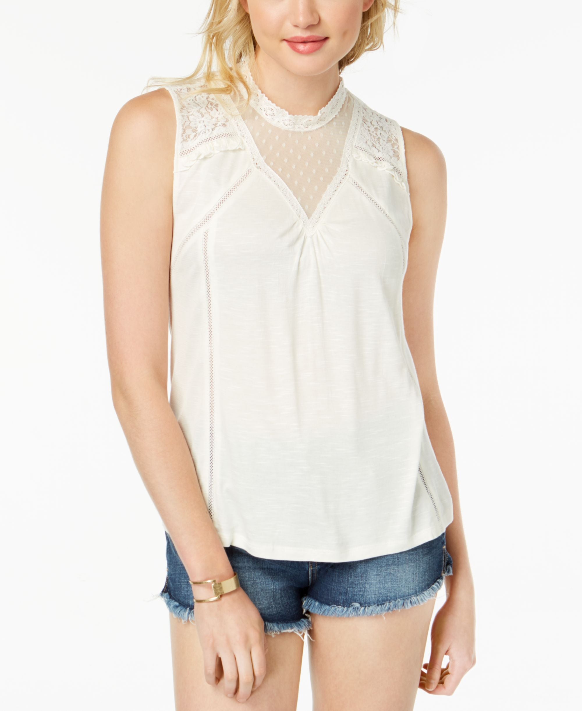 Juniors' Lace Illusion Tank Top