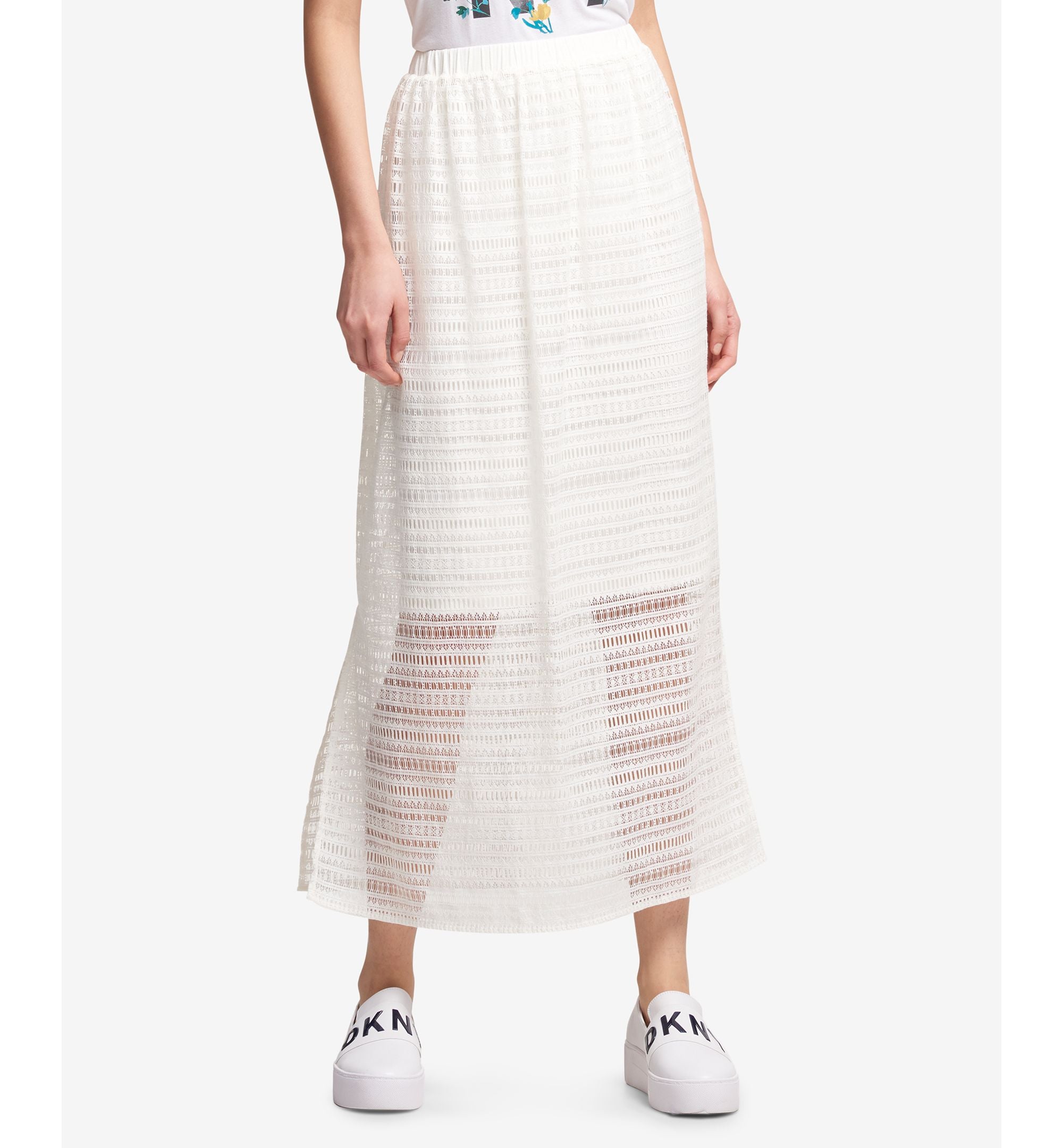 DKNY Lace Side Slit Maxi Skirt