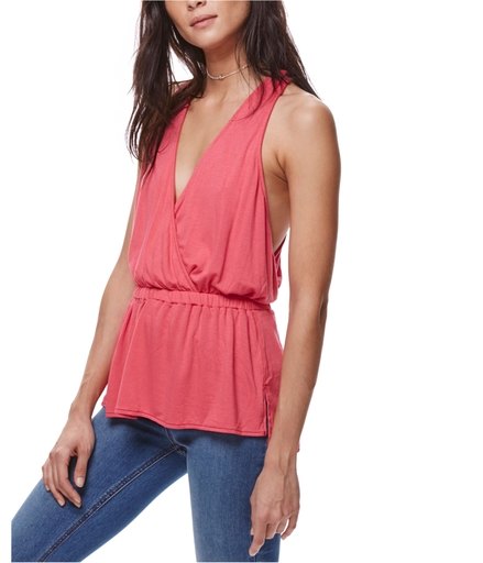 Free People Womens Jersey Peplum Casual Top S, Pinkish-red