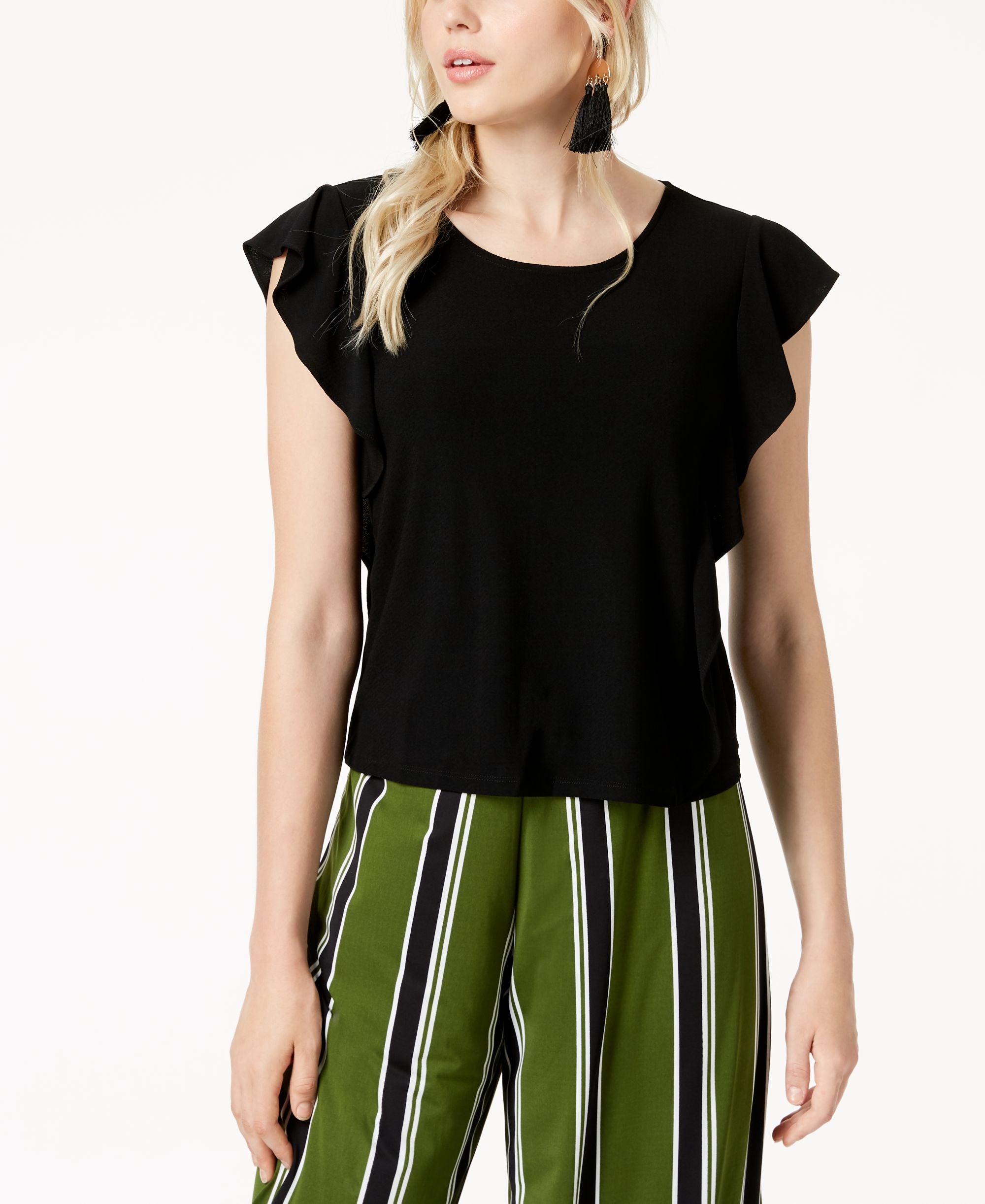 Bar III Ruffle Sleeve Top