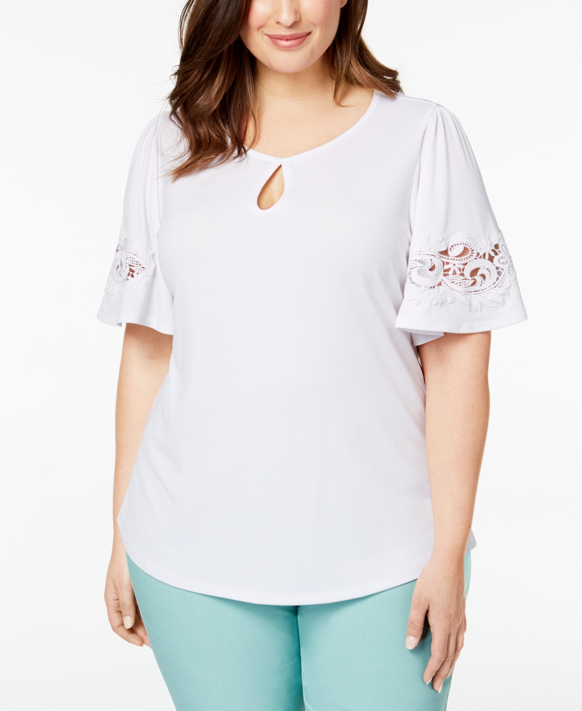 Plus Size Flutter-Sleeve Top