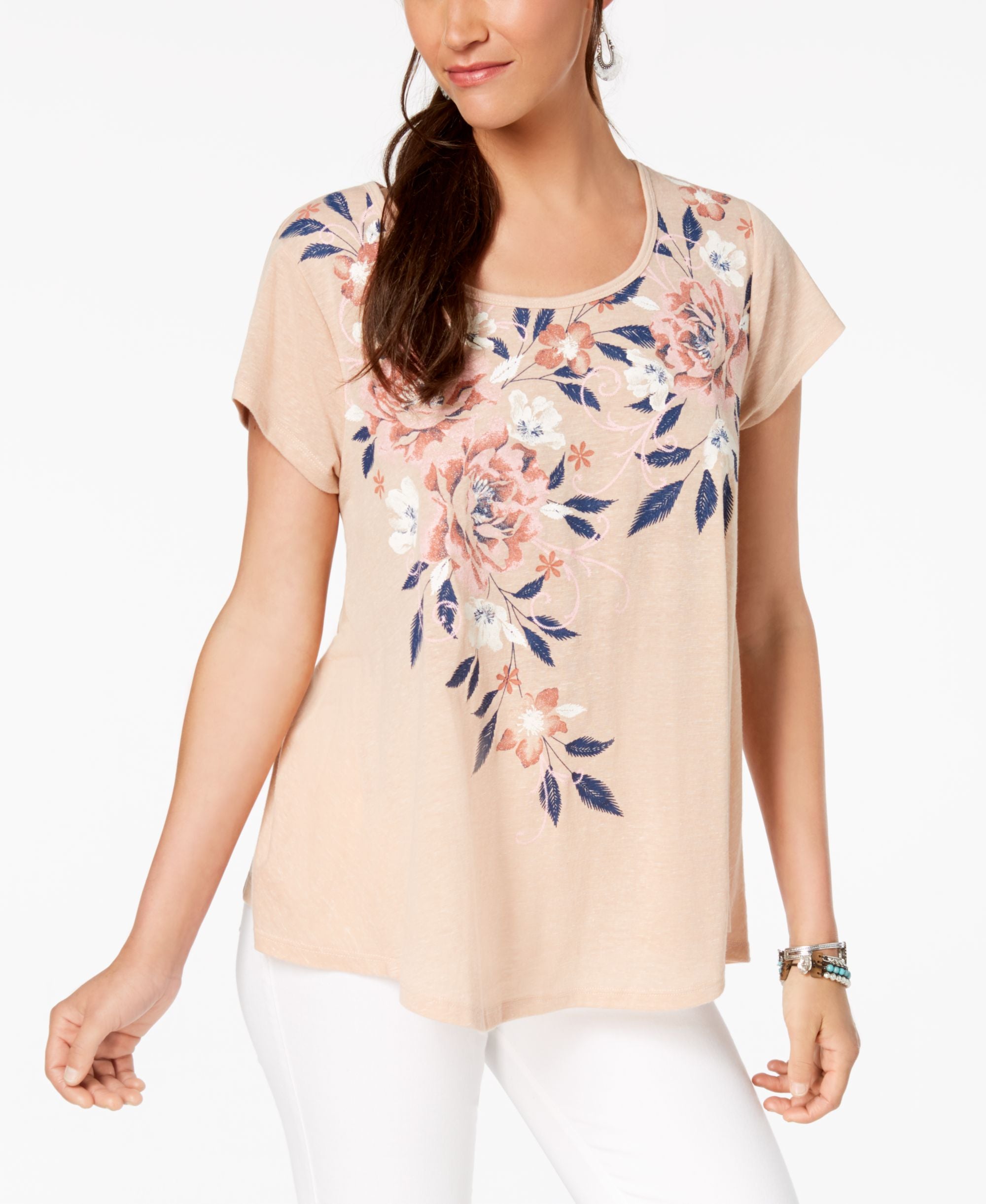 Petite Placed-Print Swing T-Shirt