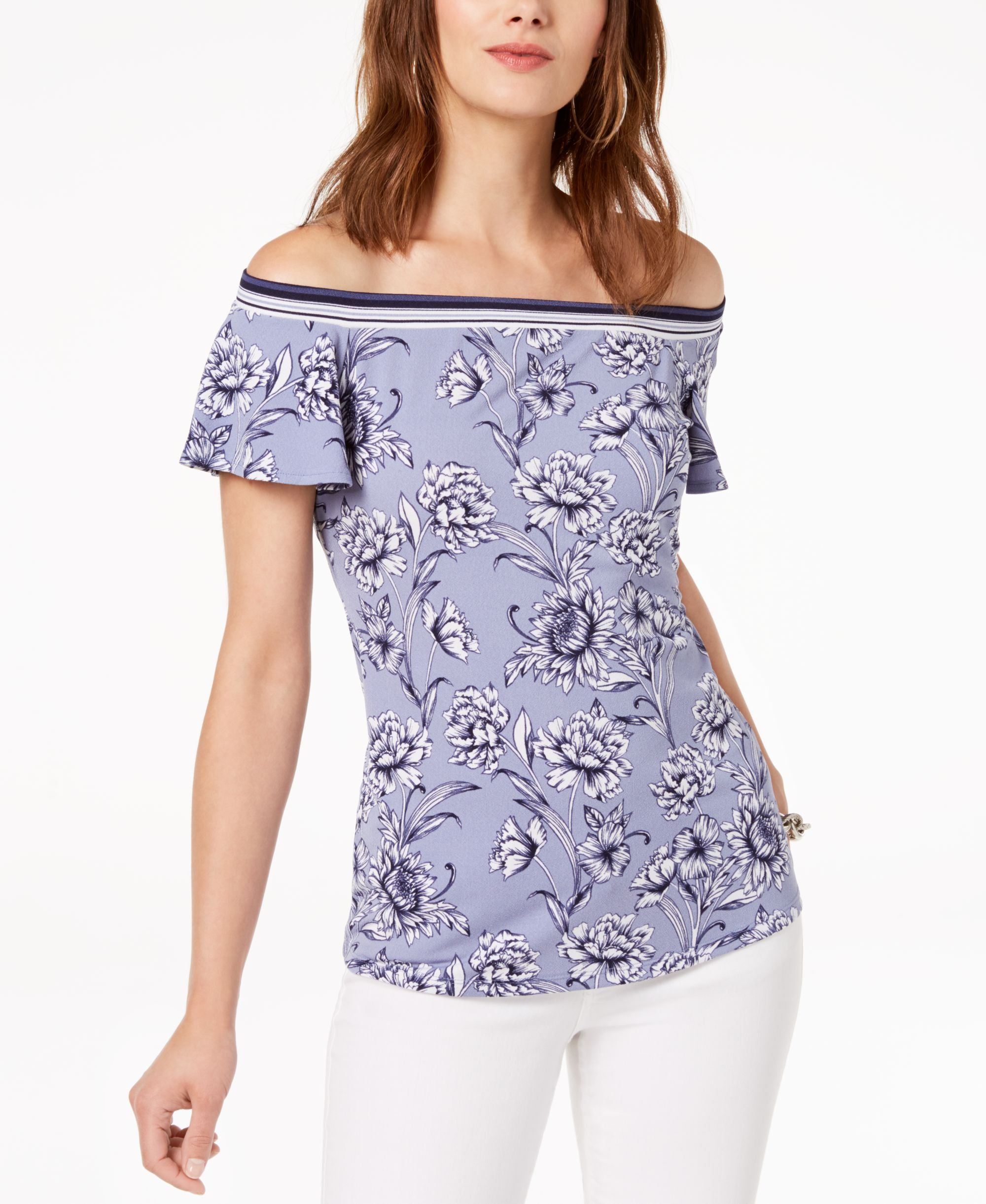 Printed Off The Shoulder Top