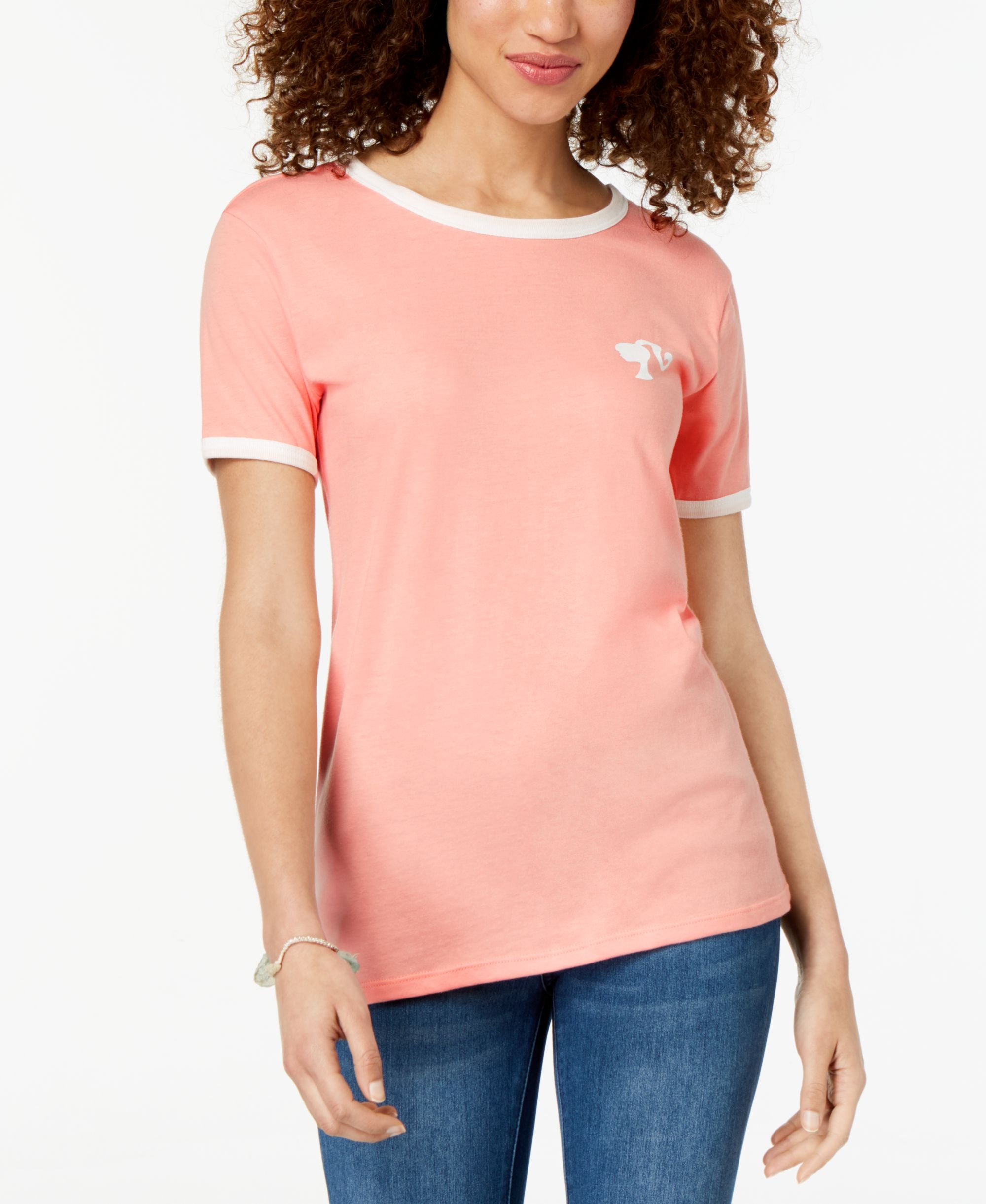 Love Tribe Juniors Barbie Head Logo Graphic Print T-Shirt