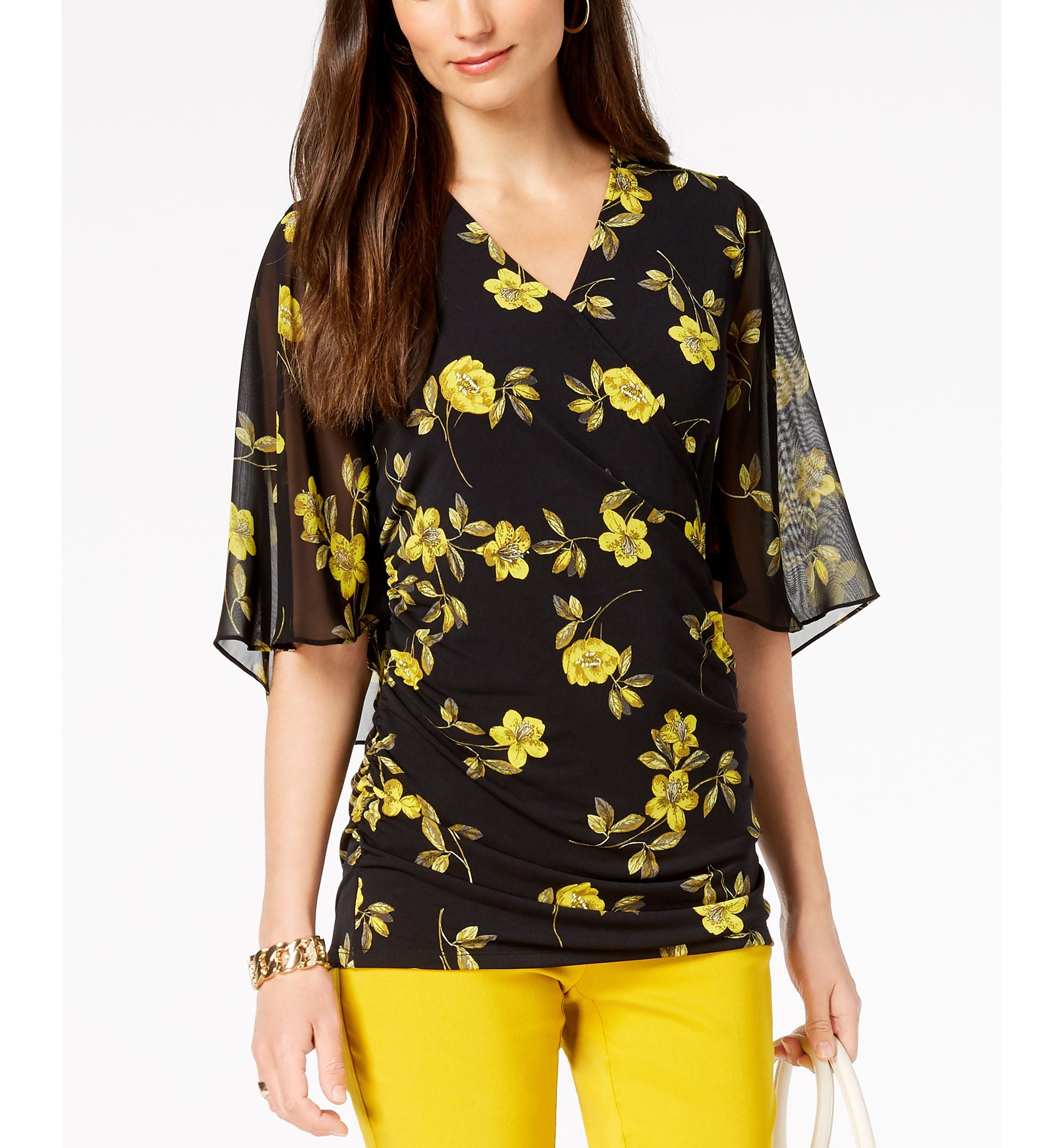 Alfani Petite Printed Surplice Top