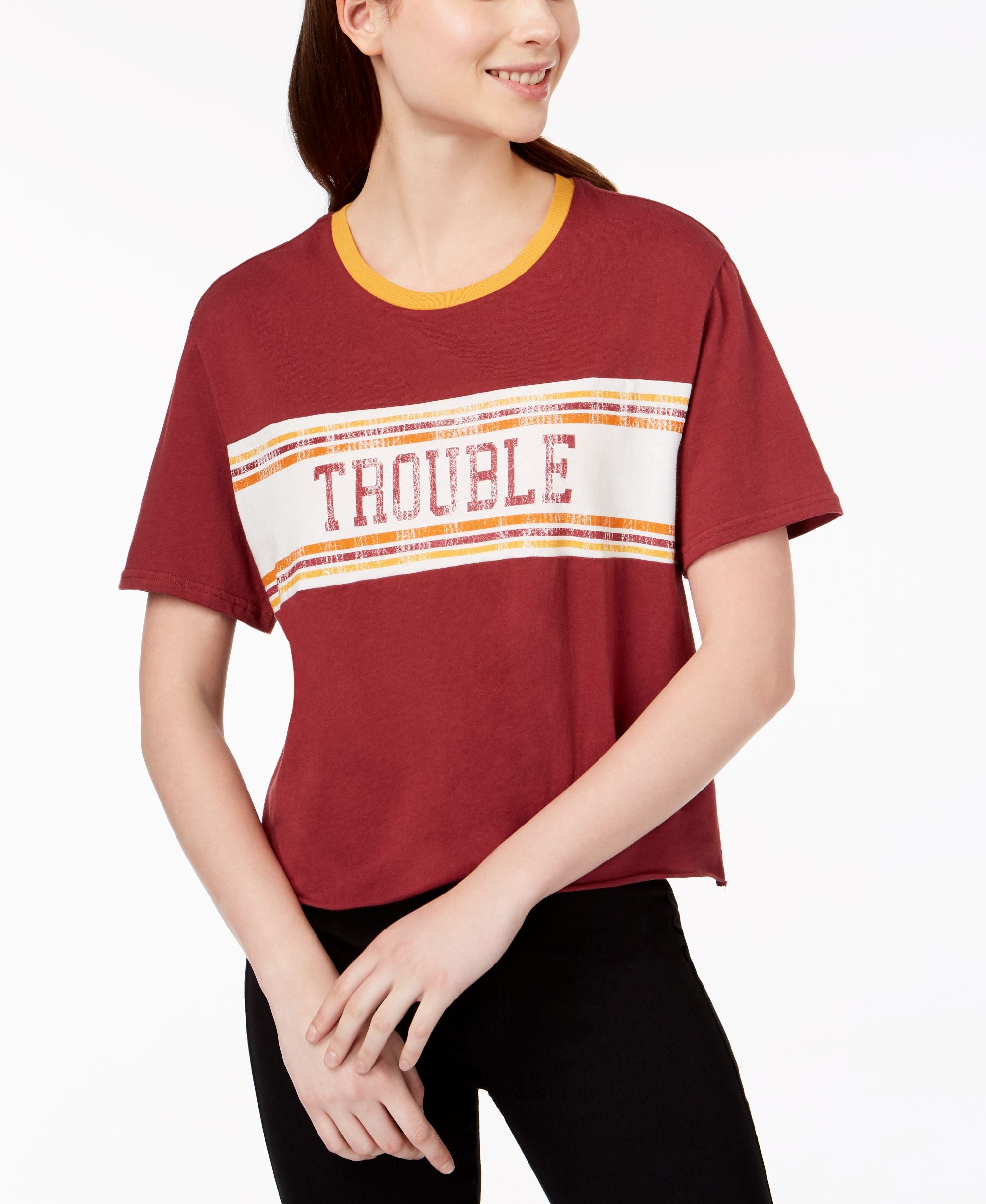 Juniors' Trouble Cotton Graphic T-Shirt