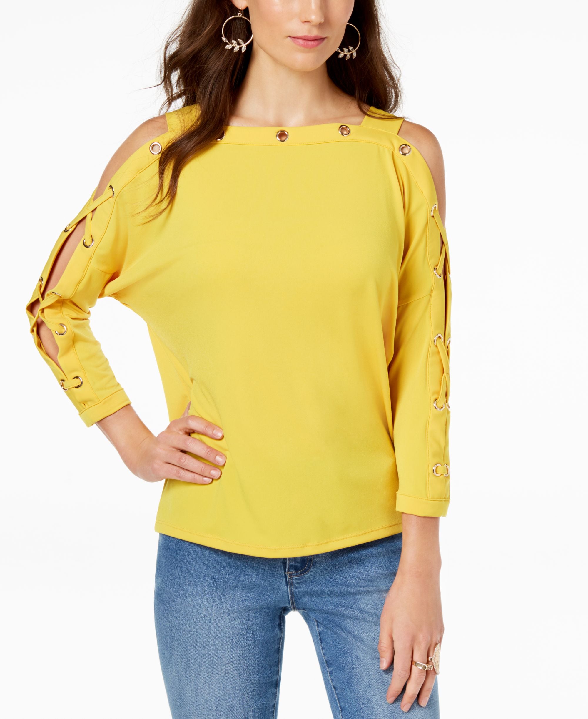 Thalia Sodi Off The Shoulder Dolman Grommet Knit Top
