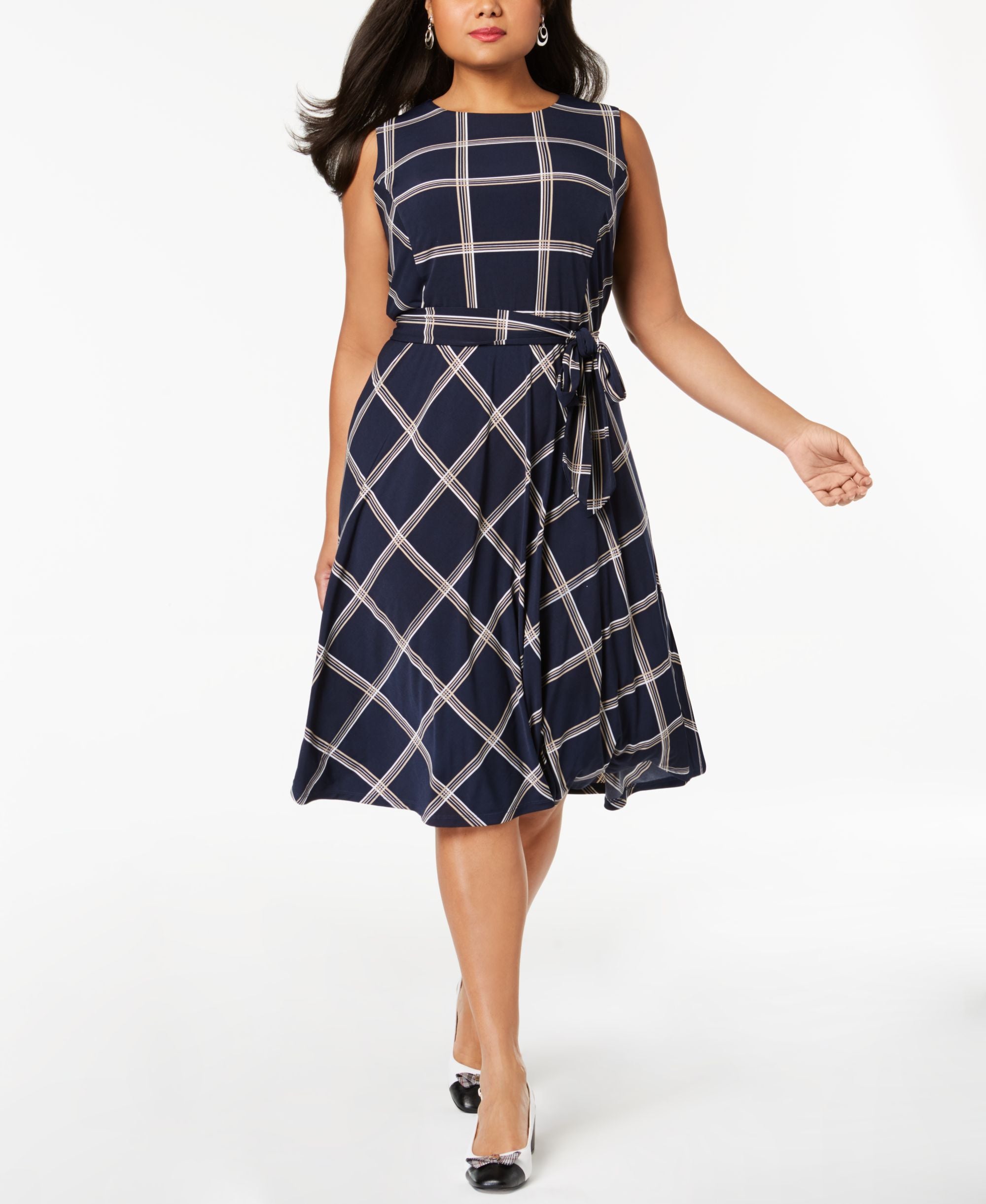 Charter Club Plus Size Plaid Sleeveless Dress