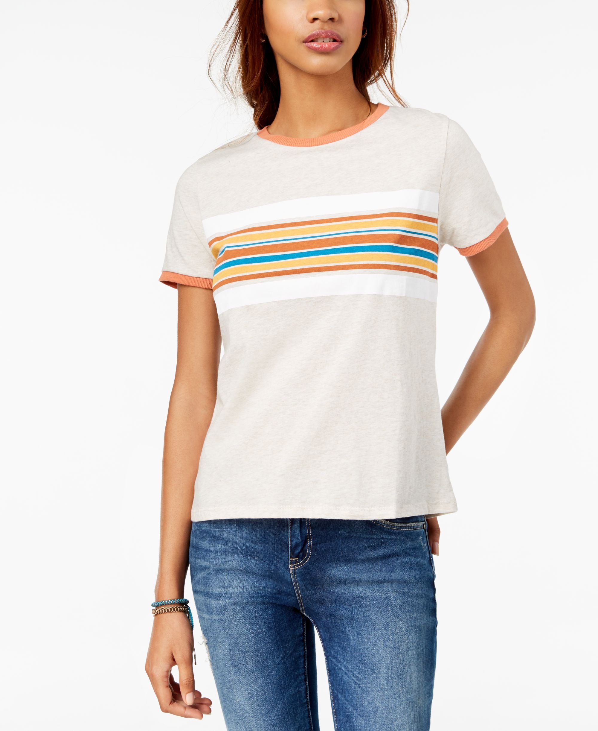 Rebellious One Juniors Cotton Graphic Ringer T-Shirt