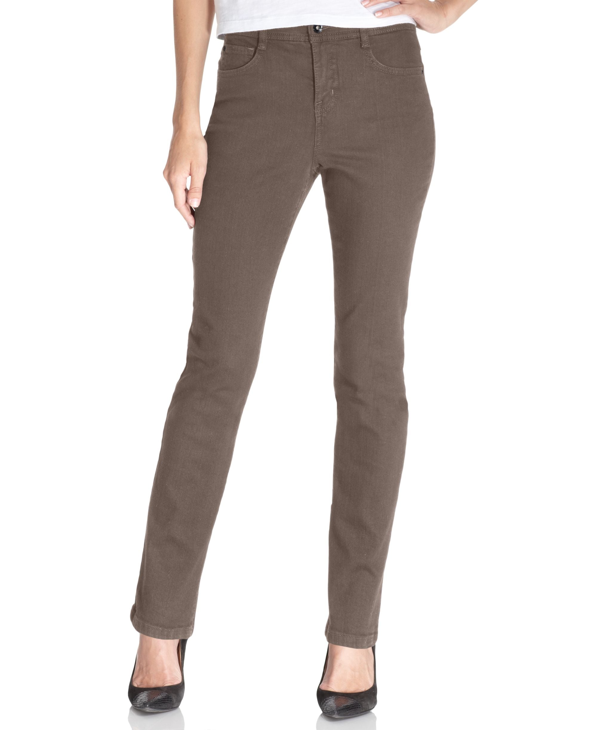 Style & Co Petite Tummy Control Slim Leg Jeans Willowbark 4PS
