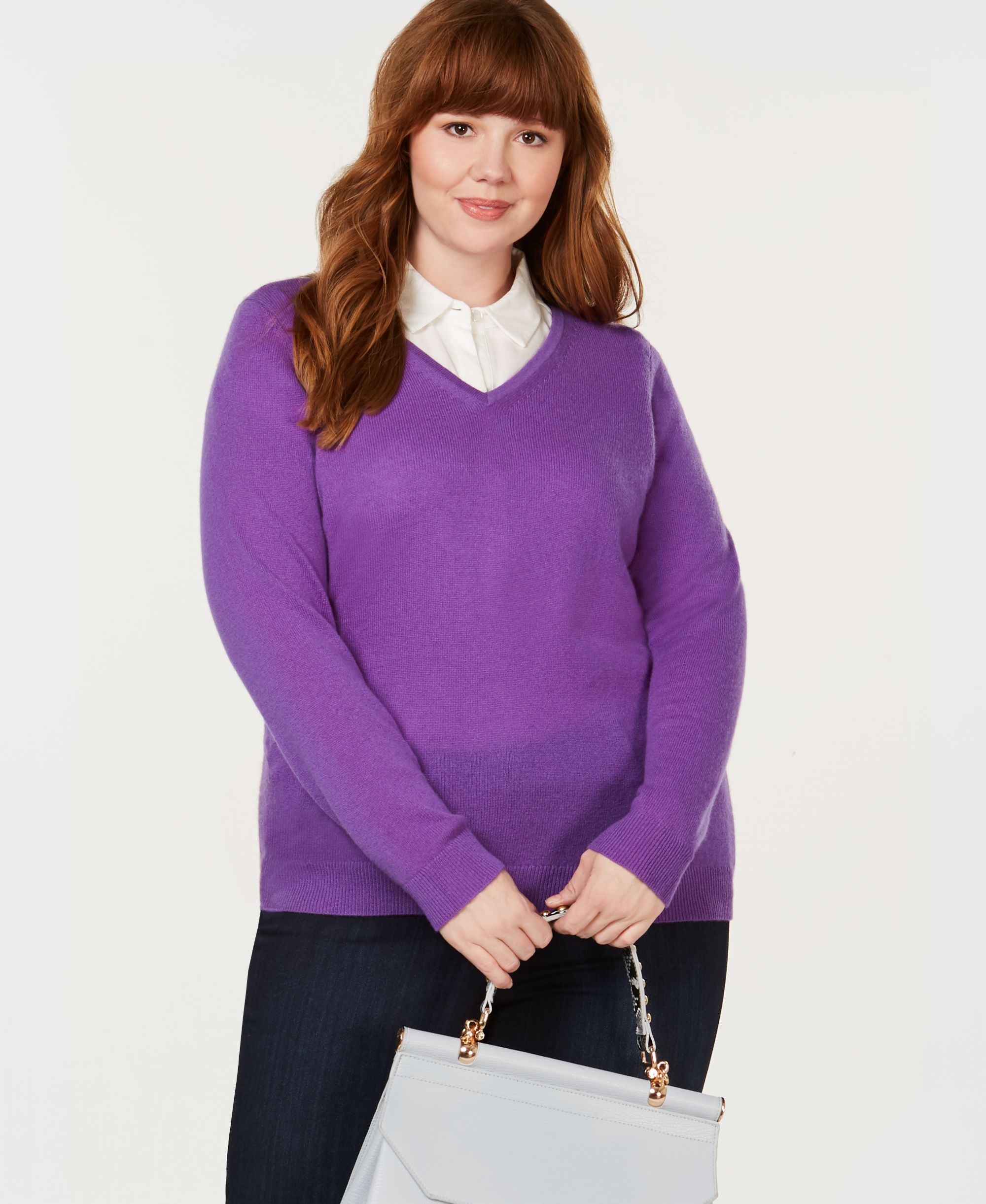 Charter Club Plus Size Pure Cashmere V Neck Sweater