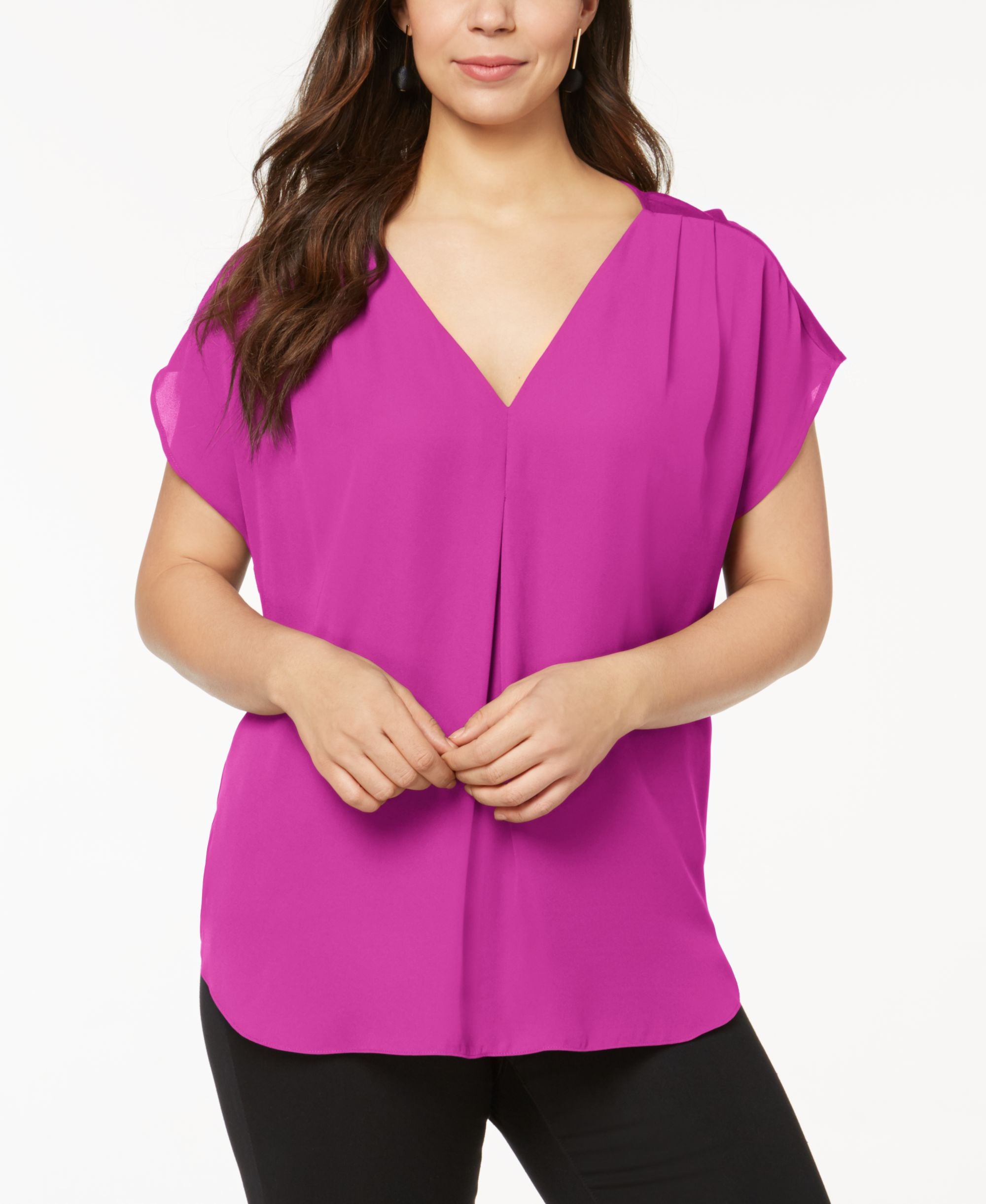 Plus Size Mixed Media Dolman Sleeve Top